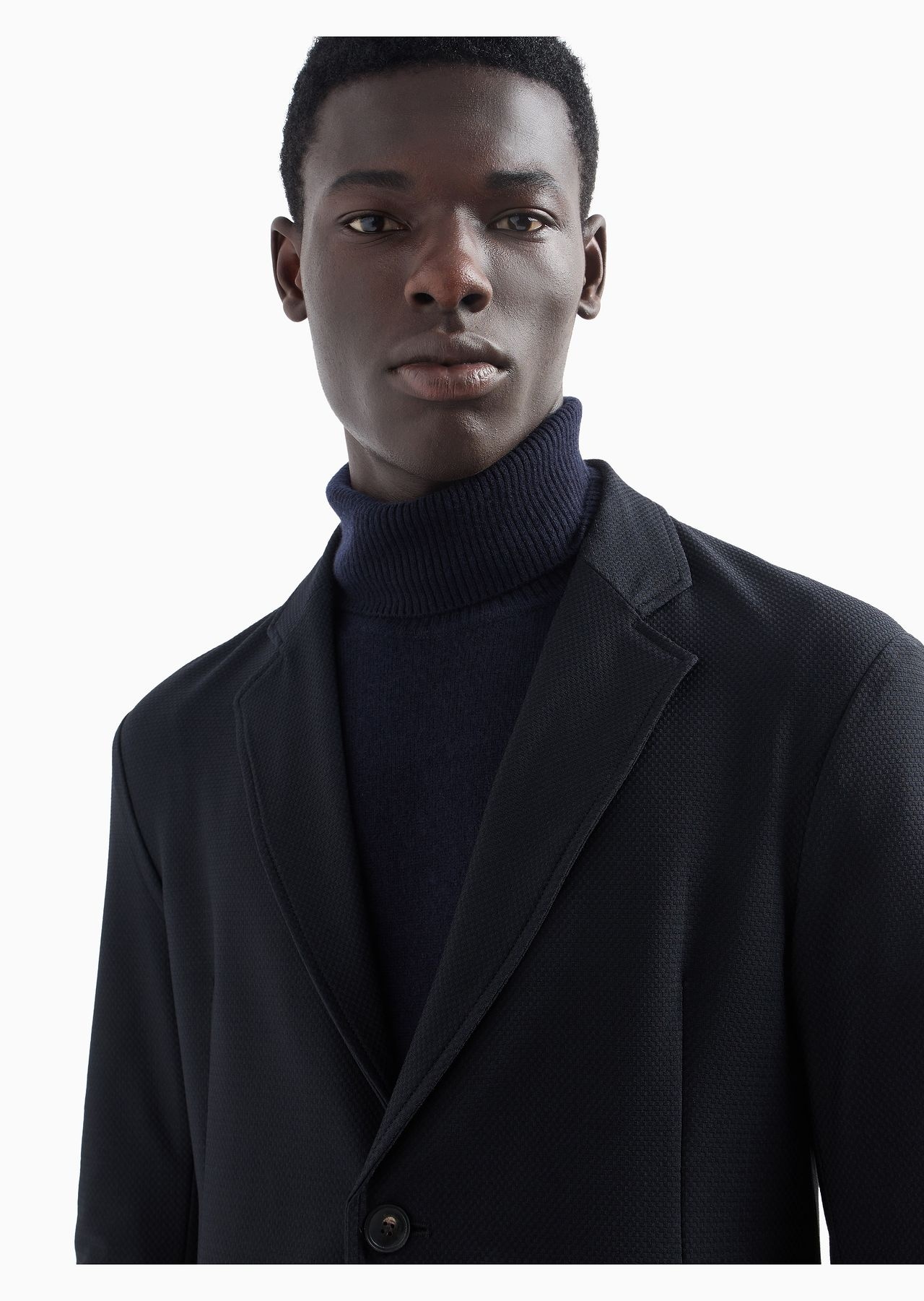 Technical-jersey single-breasted jacket with 3D-effect micro-pattern - 6