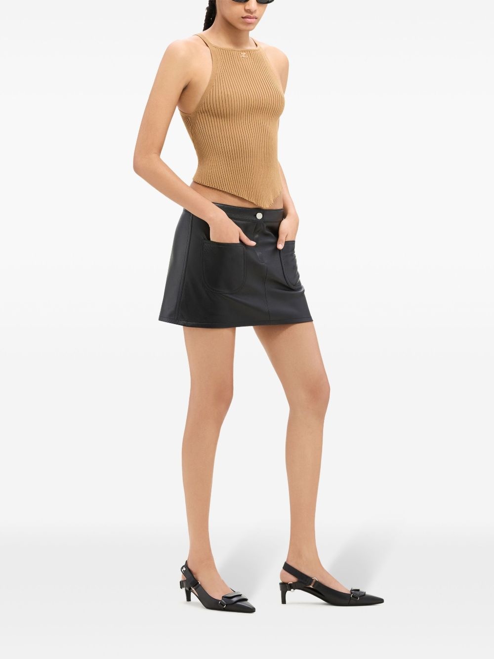vintage leather mini skirt - 3
