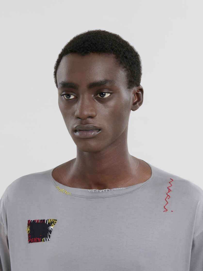 GREY ORGANIC COTTON LONG SLEEVED T-SHIRT - 4