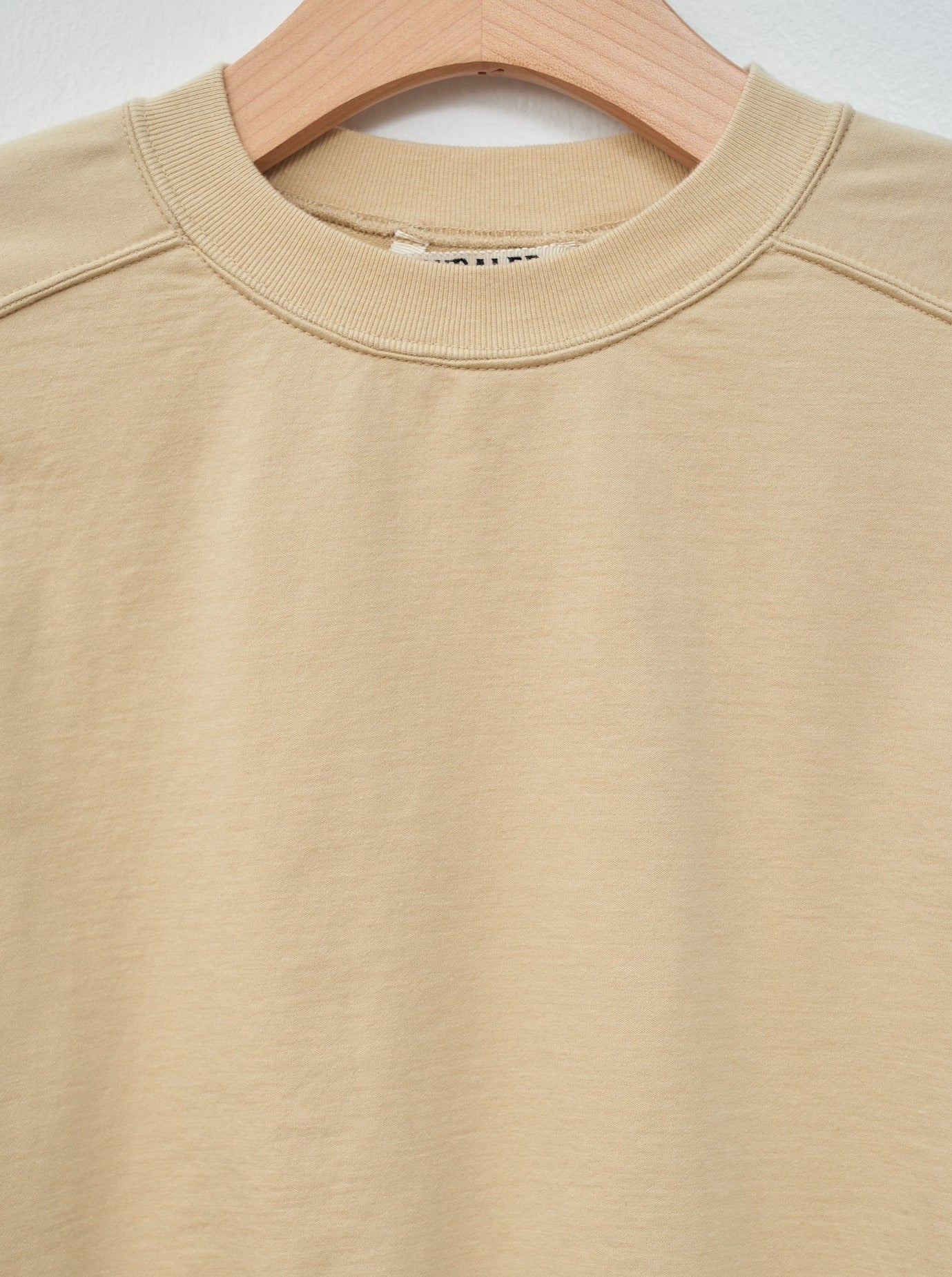 Elastic High Gauge Sweat Half Sleeve Pullover - Light Beige - 5
