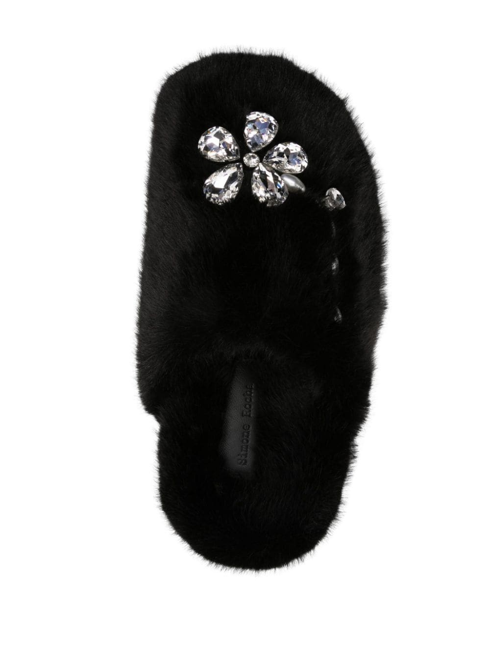 embellished faux-fur slippers - 4