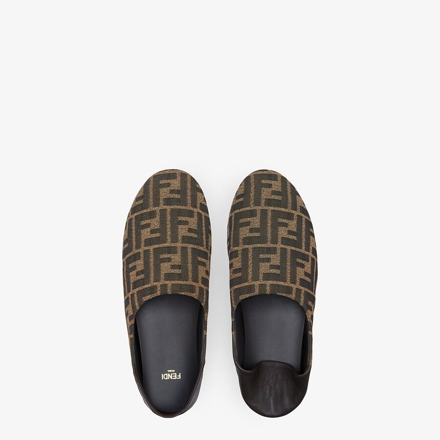 Brown fabric slippers - 4