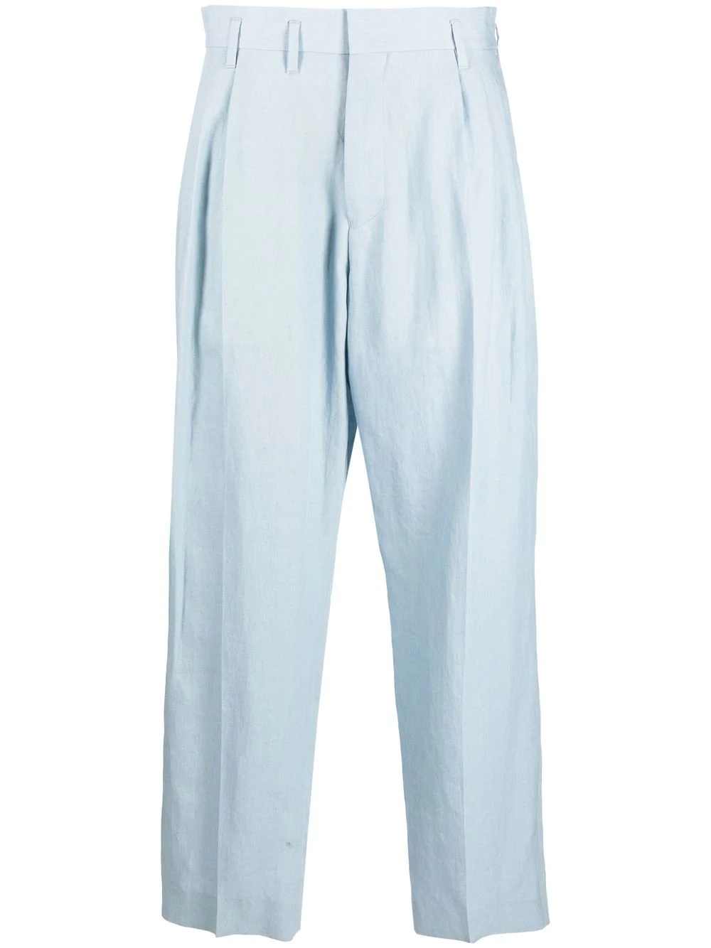 tapered-leg linen trousers - 1