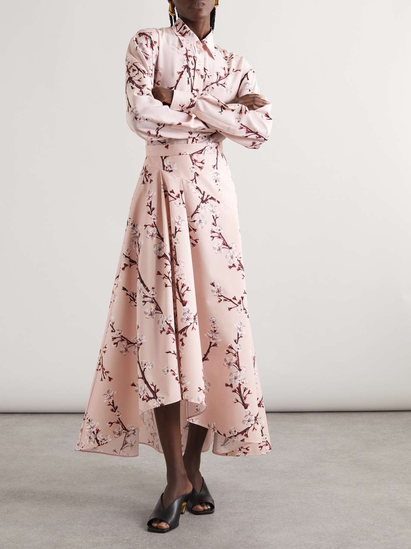 Alexander McQueen Women's Cherry Blossom Asymmetric Midi