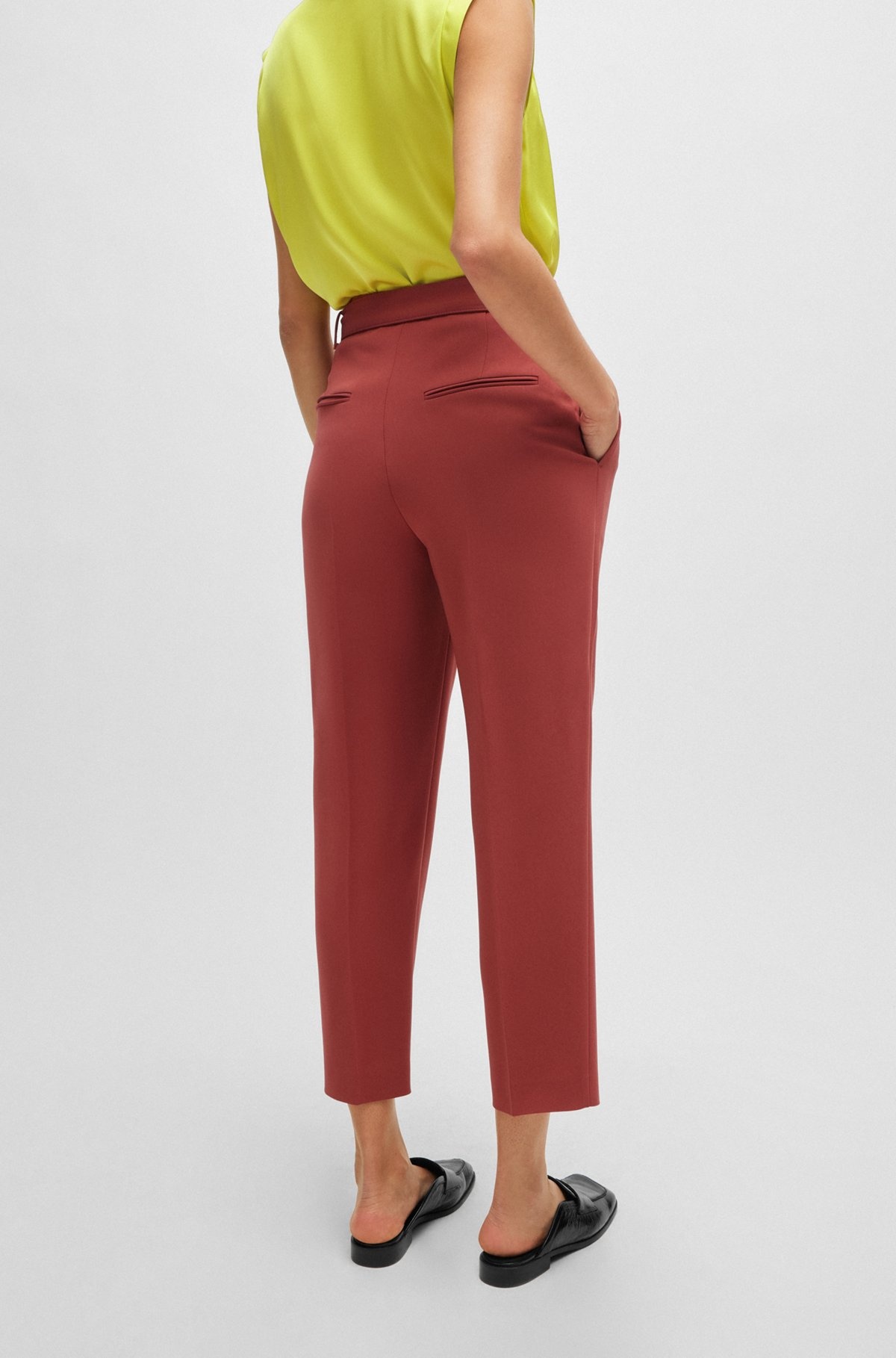 REGULAR-FIT CROPPED TROUSERS IN CREASE-RESISTANT CREPE - 4