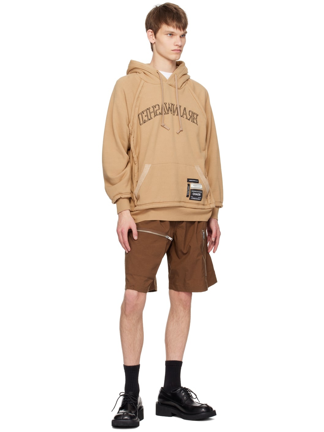 Tan Embroidered Hoodie - 4