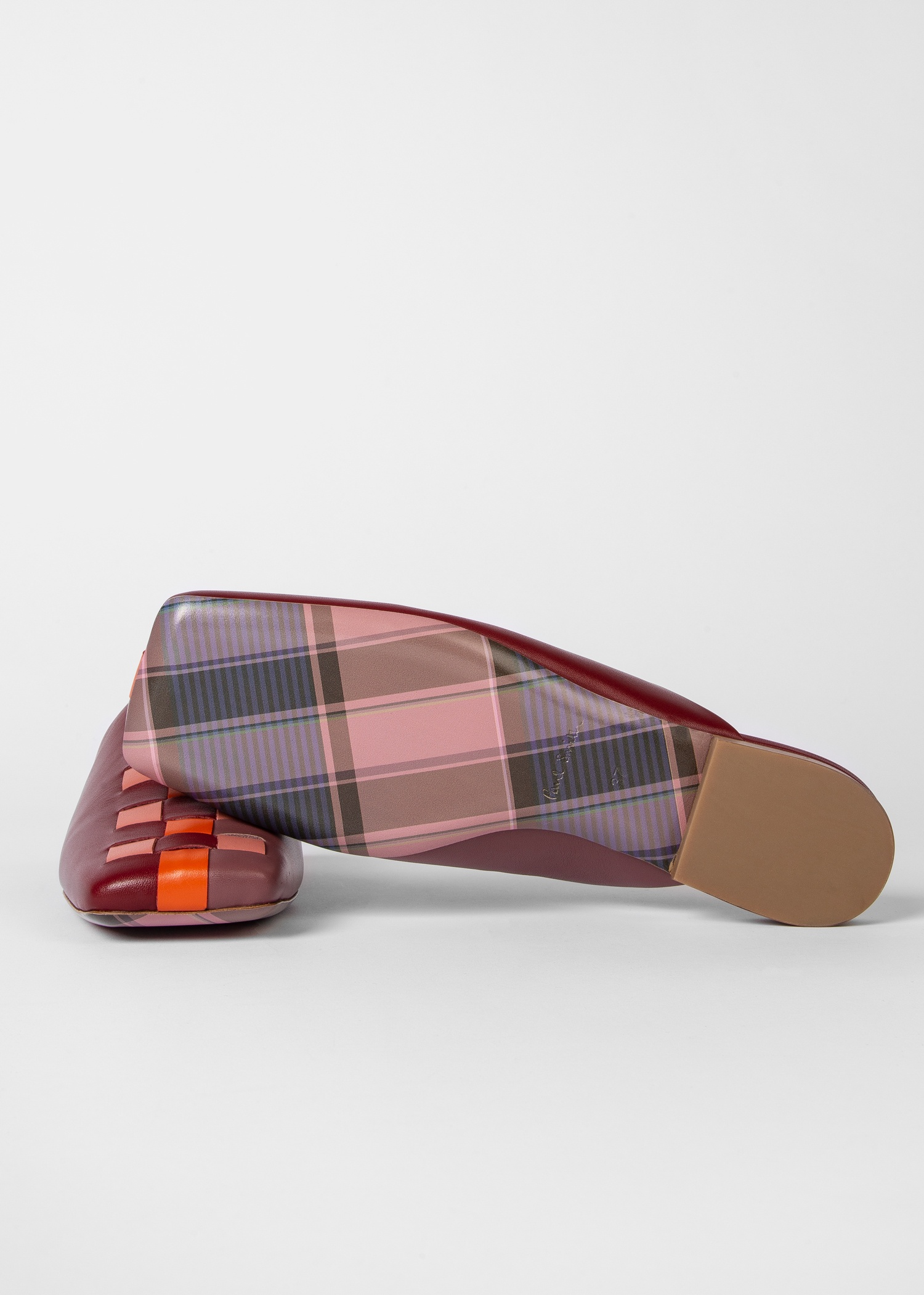 Women's Bordeaux 'Screen Check' 'Nata' Leather Mules - 2