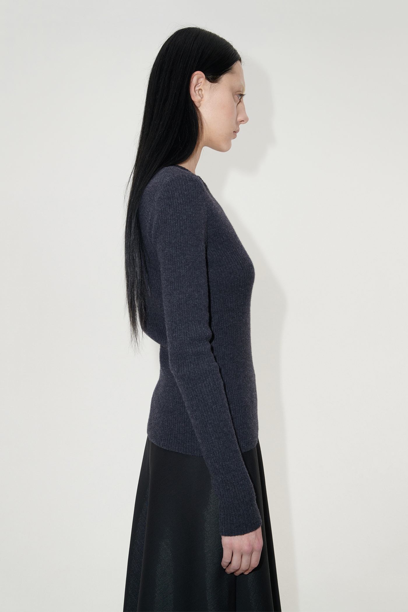 Compact Roundneck Anthracite Melange Wool - 3