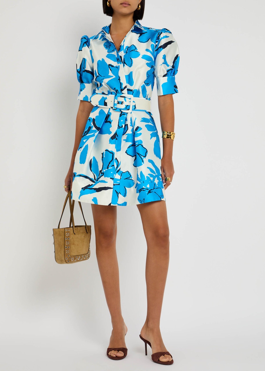 Rebecca Vallance Sapphira Printed Satin Mini Shirt Dress - 4