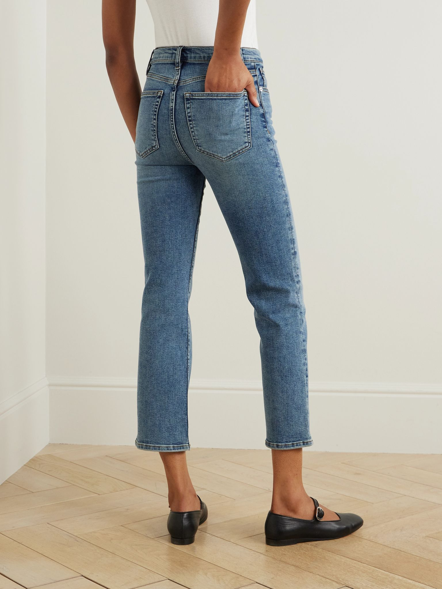 Le Sleek high-rise straight-leg jeans Mid denim - 4