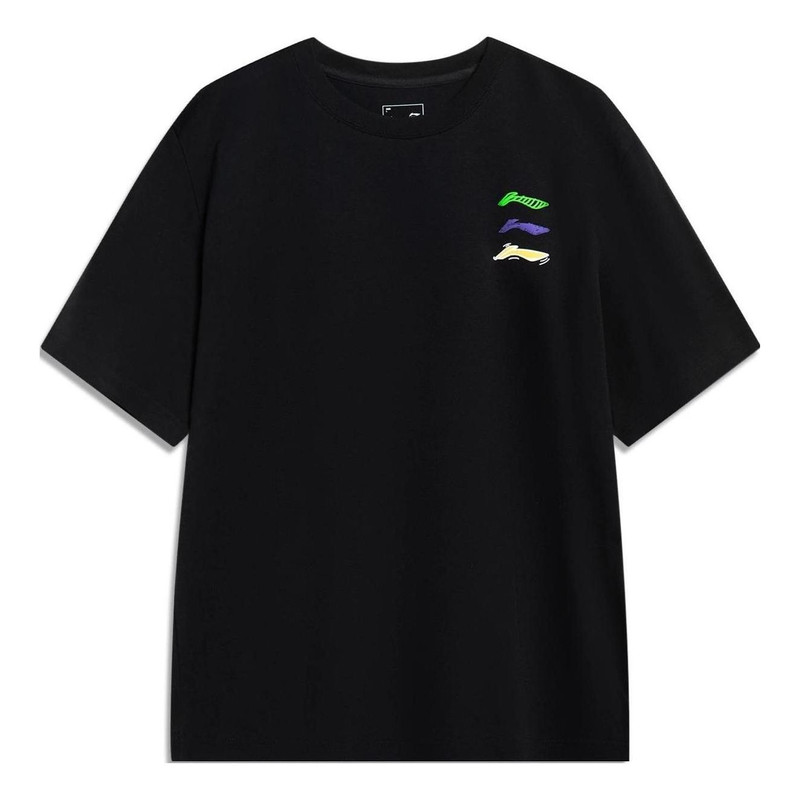 Li-Ning Triple Logo Loose Fit T-shirt 'Black' AHST787-4 - 1