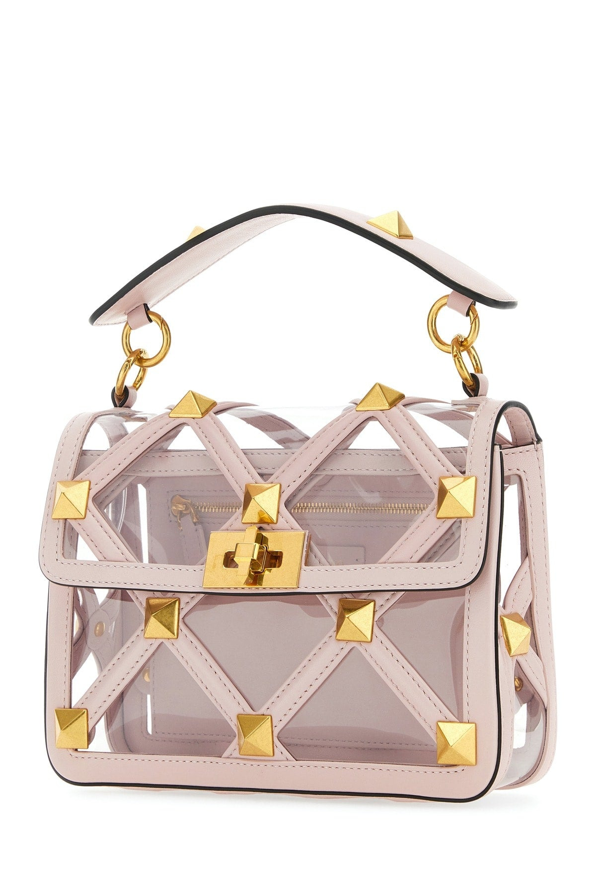 Valentino Garavani Women Pastel Pink Polymeric Material And Leather Medium Roman Stud Handbag - 2