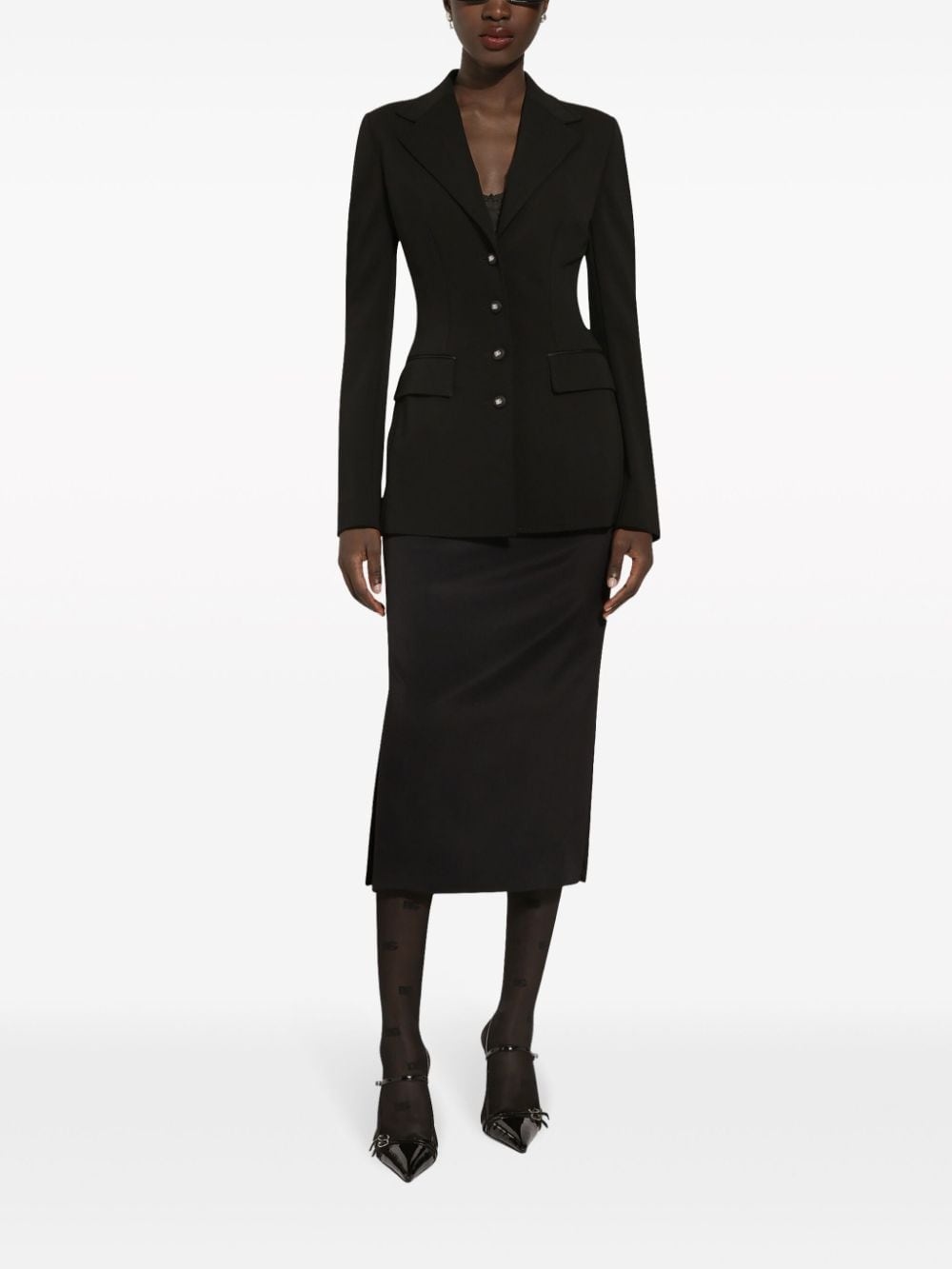 single-breasted fitted-waistline blazer - 2