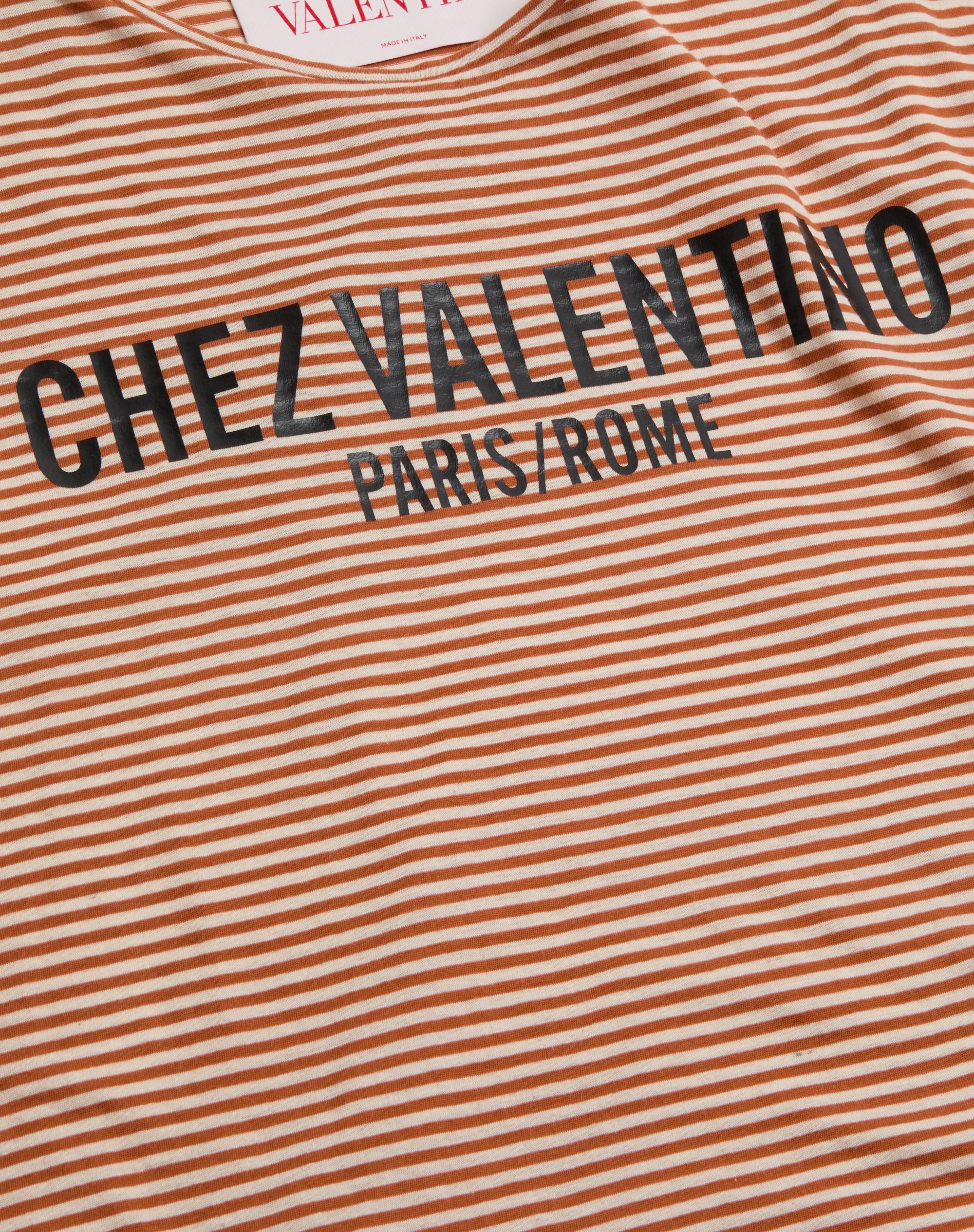 STRIPED COTTON T-SHIRT WITH CHEZ VALENTINO PRINT - 9