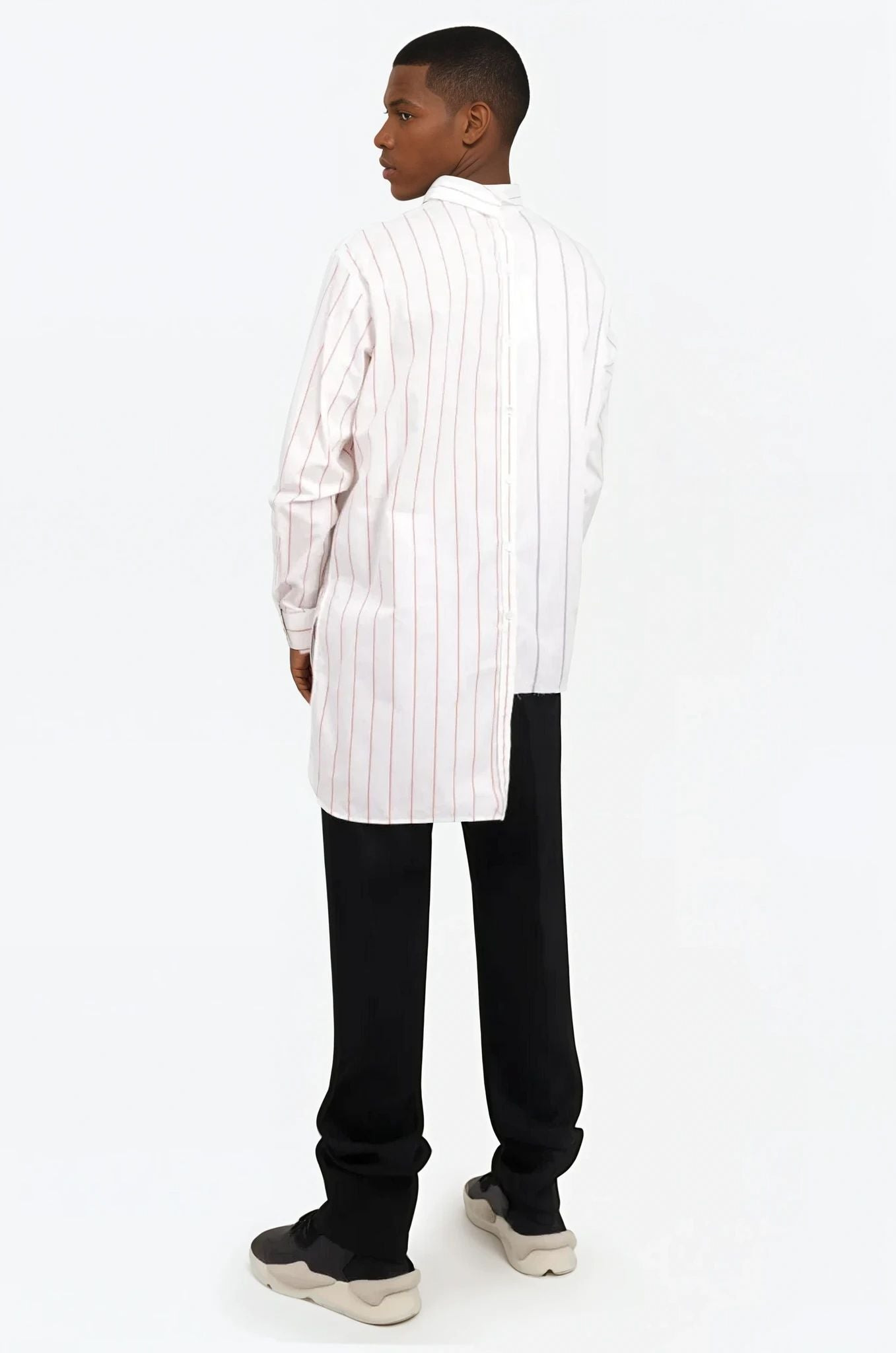 STRIPE ASYMMETRIC SHIRT | WHITE/BLUE - 3