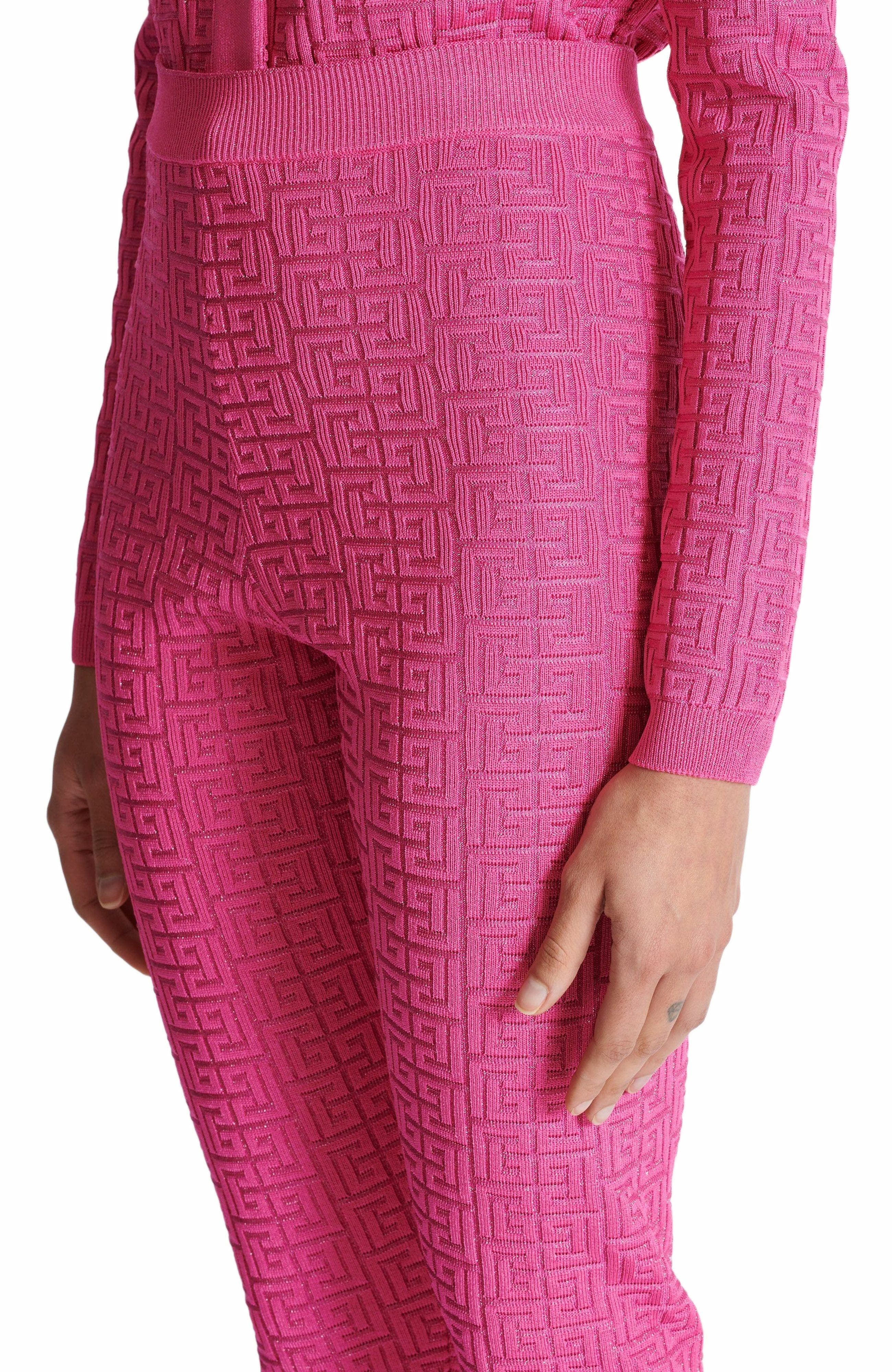 Balmain Knit leggings with monogram in Pink at Nordstrom - 6