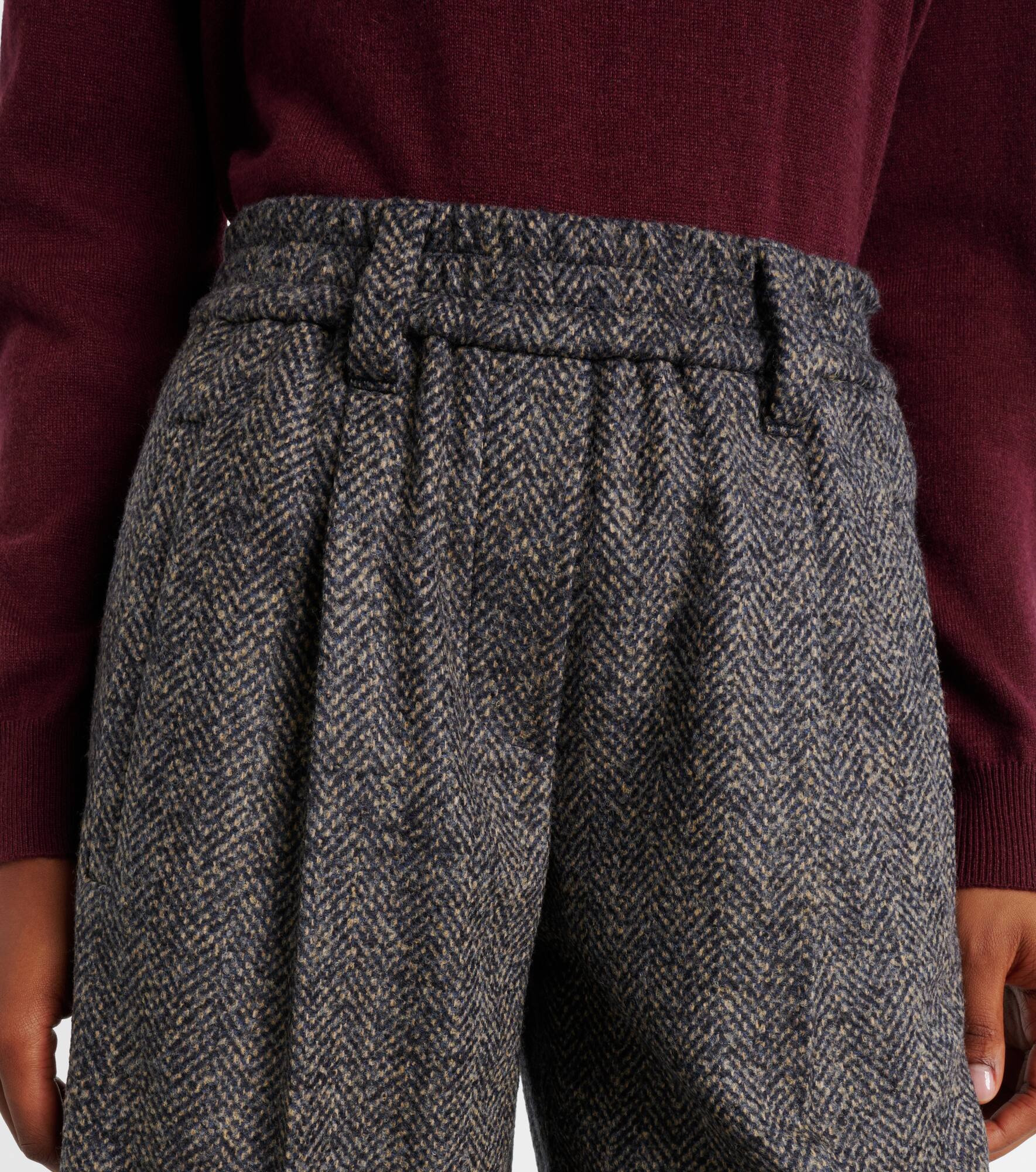 Herringbone wool-blend shorts - 4