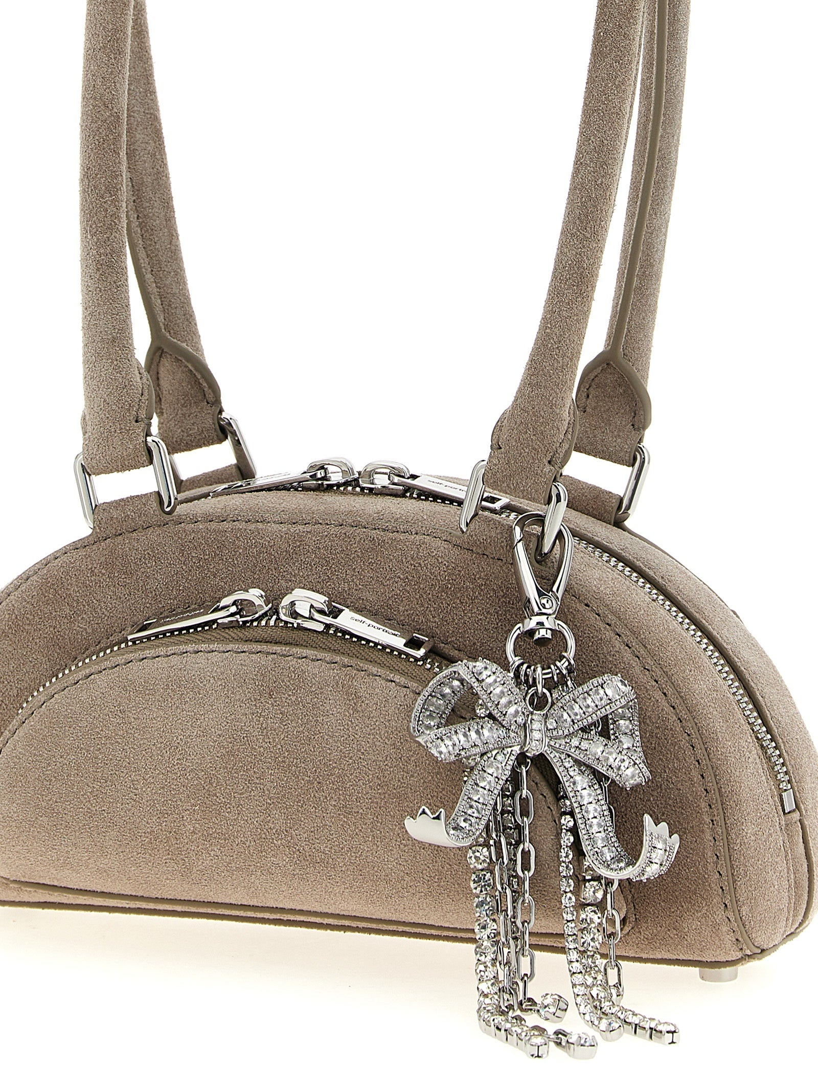 Suede Mini With Charm Shoulder Bags Gray - 3