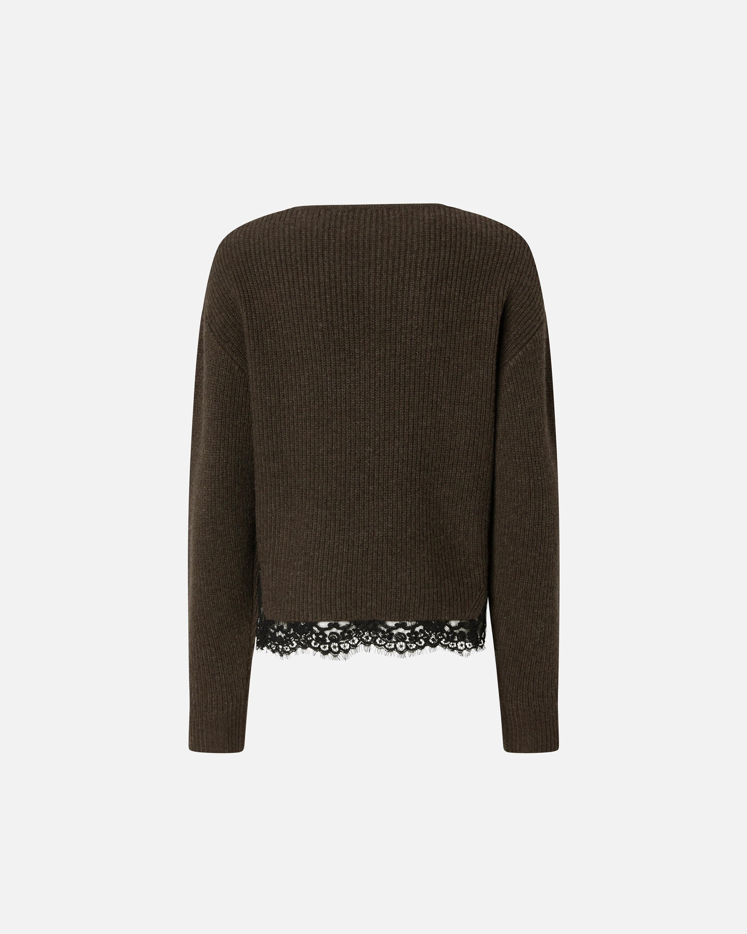 RIBBED SWEATER WITH LACE AT THE HEM - 6