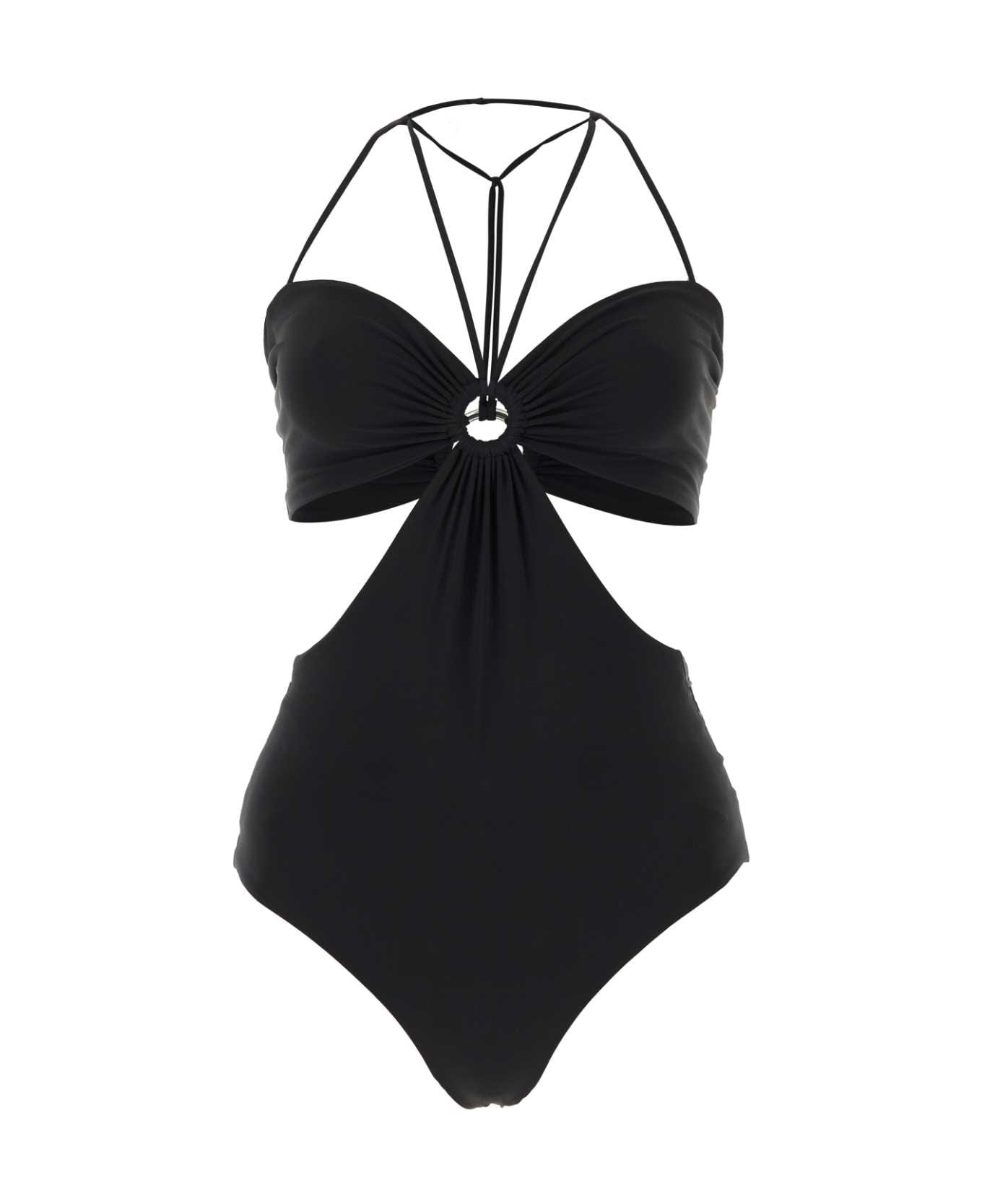 Black Stretch Polyester Swimsuit - 1