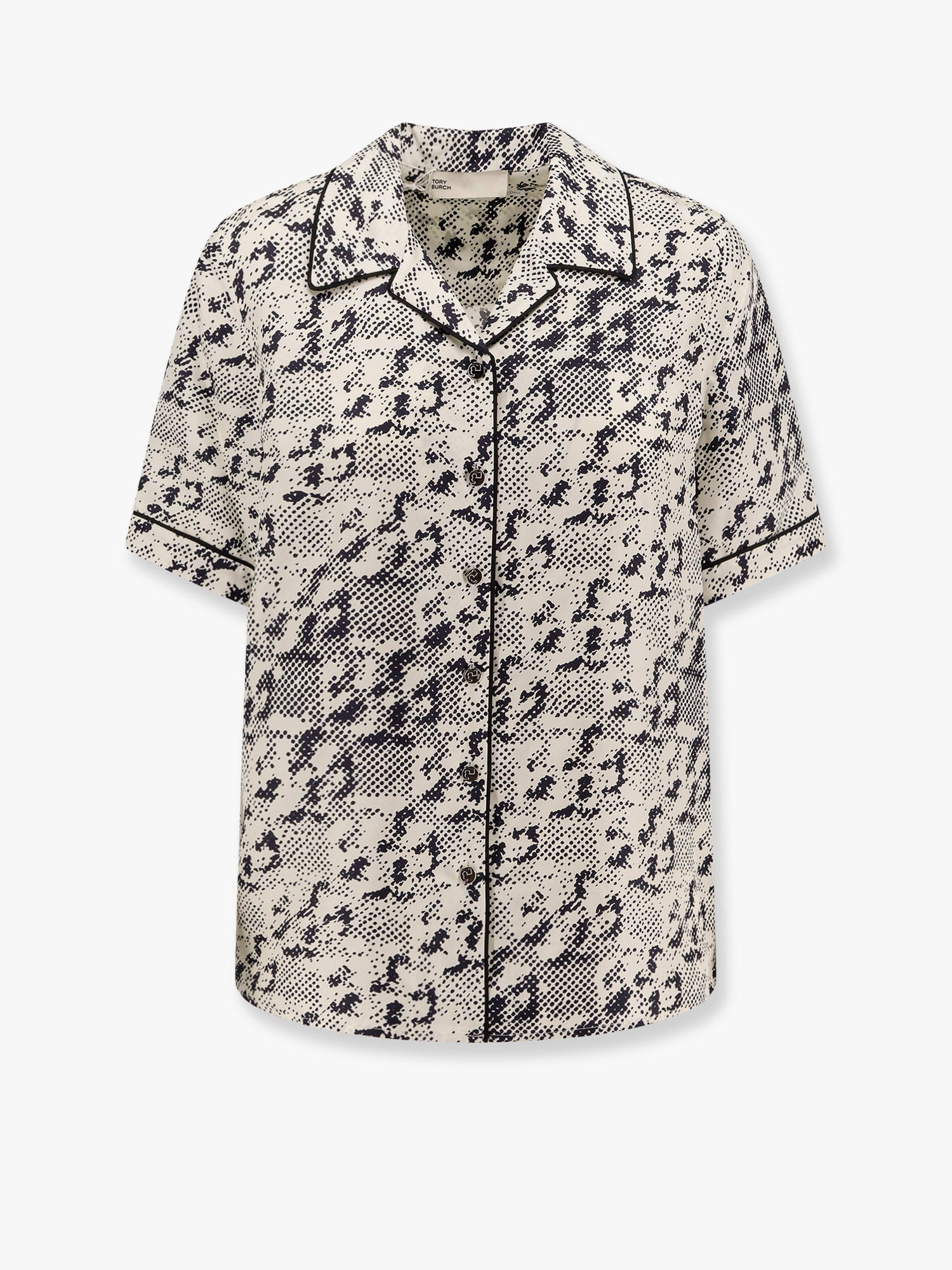 TORY BURCH - Tory Burch Silk Shirt With Pixelated Logo Print - 1