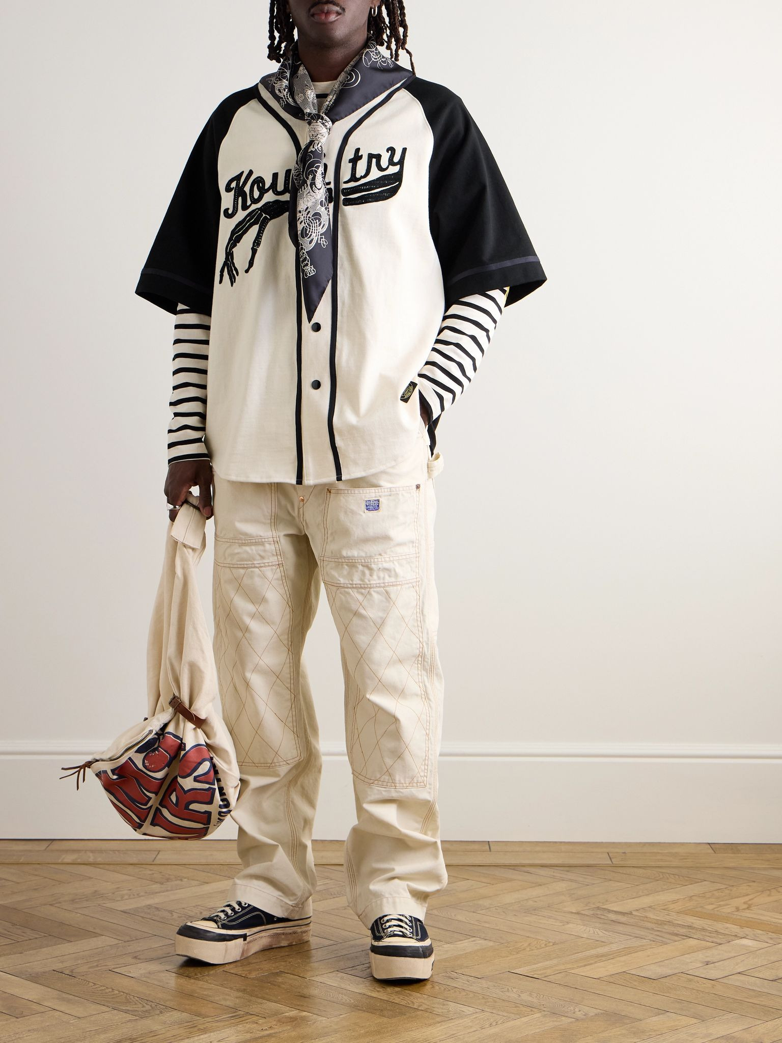 Oversized Logo-Appliquéd Cotton-Jersey Shirt Ecru - 2