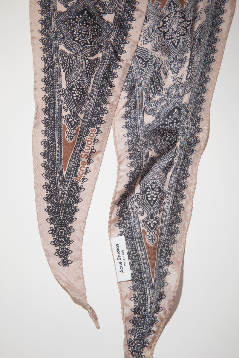 Printed silk scarf - Antique pink/aubergine purple 4