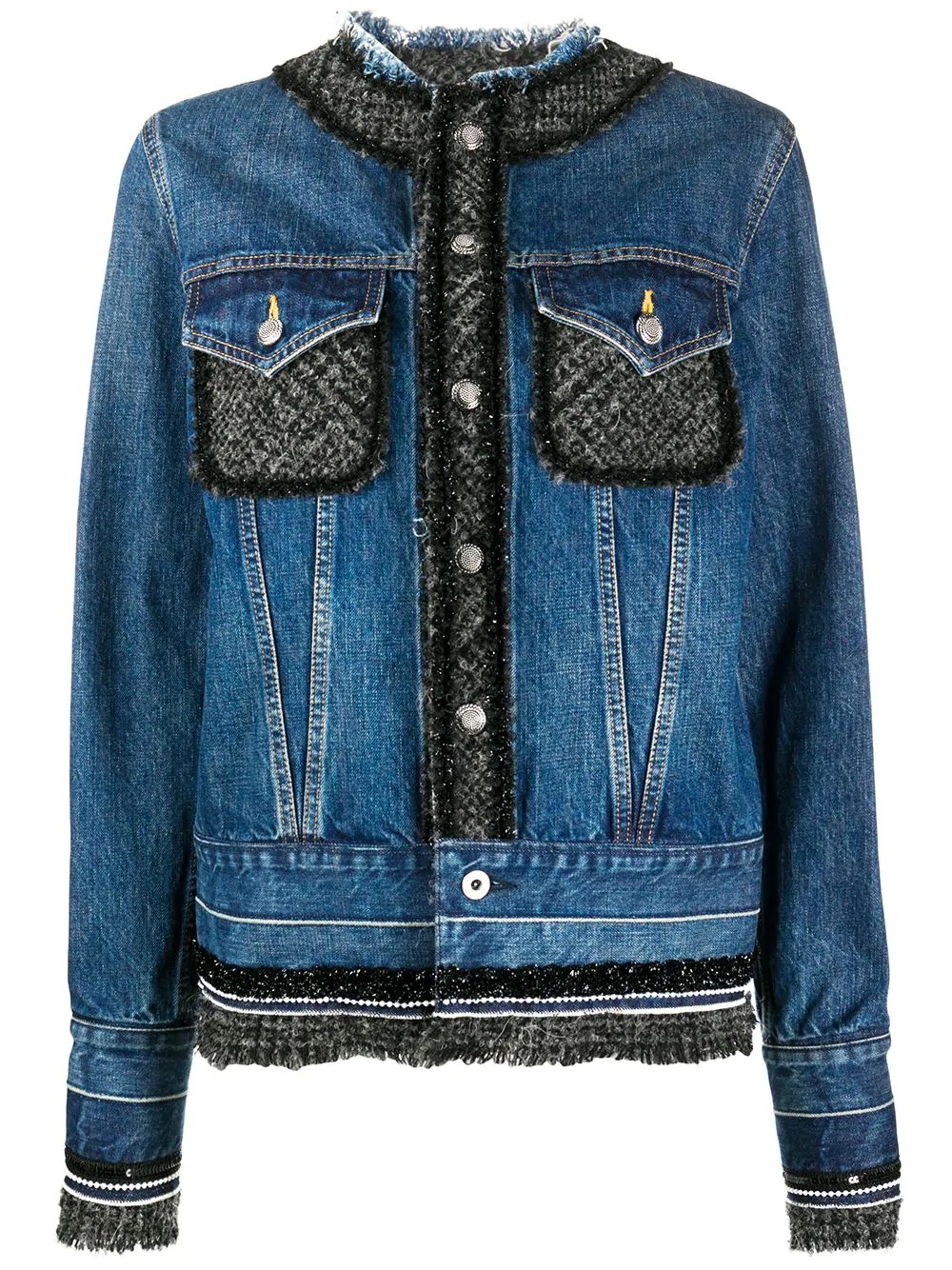 raw edge denim jacket - 1