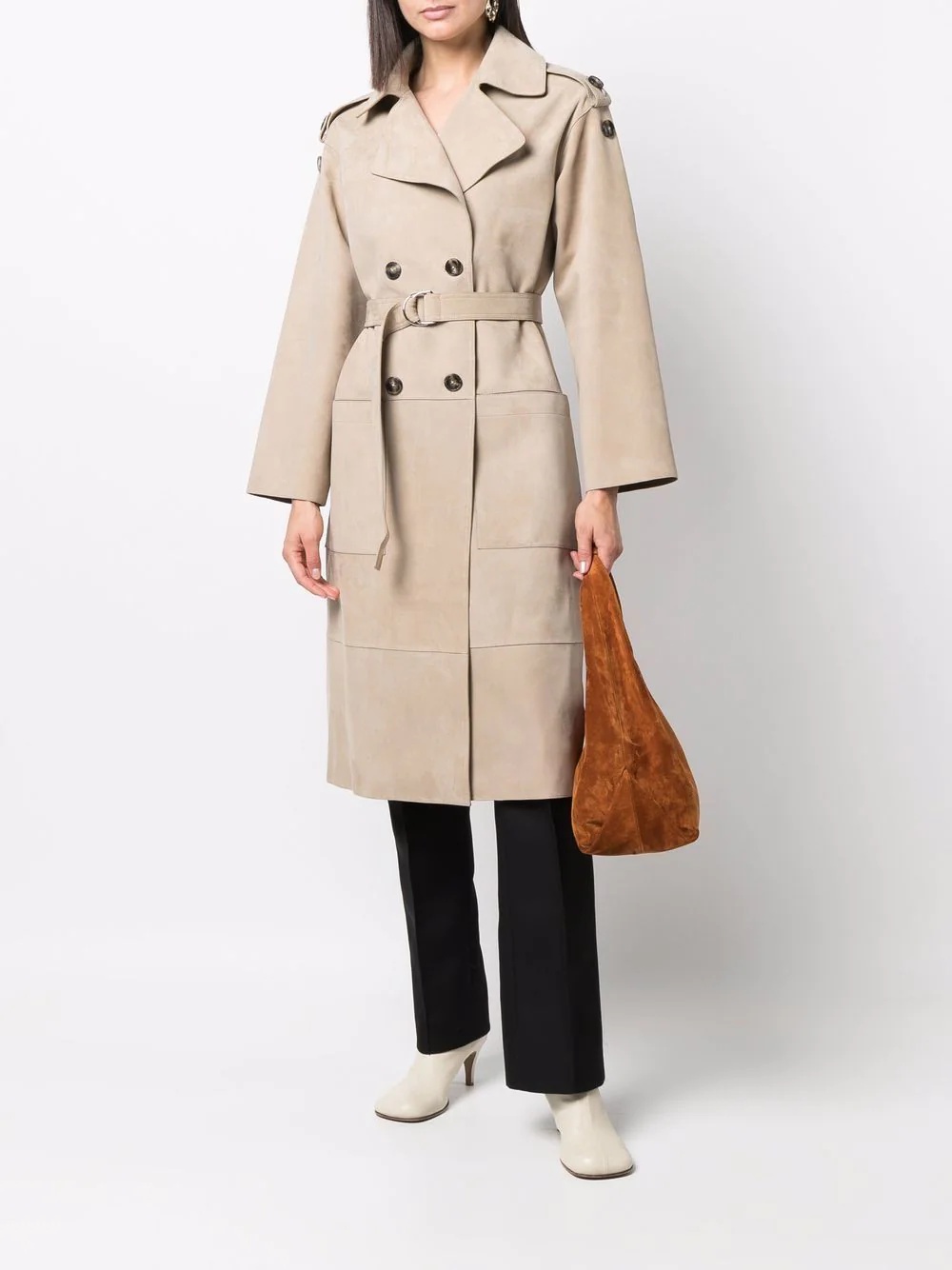 belted-waist trench coat - 2