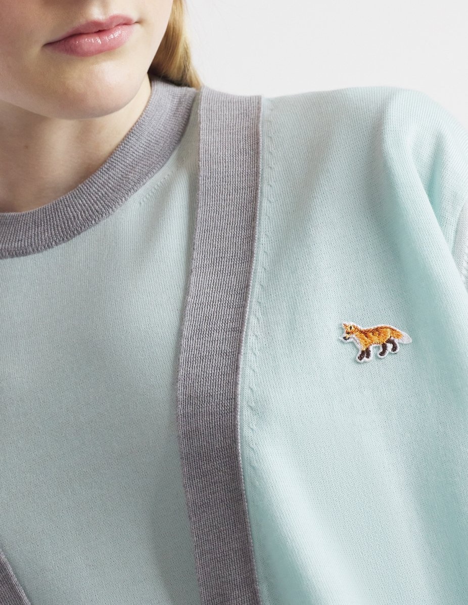 BABY FOX PATCH COLOR BLOCK CARDIGAN - 4