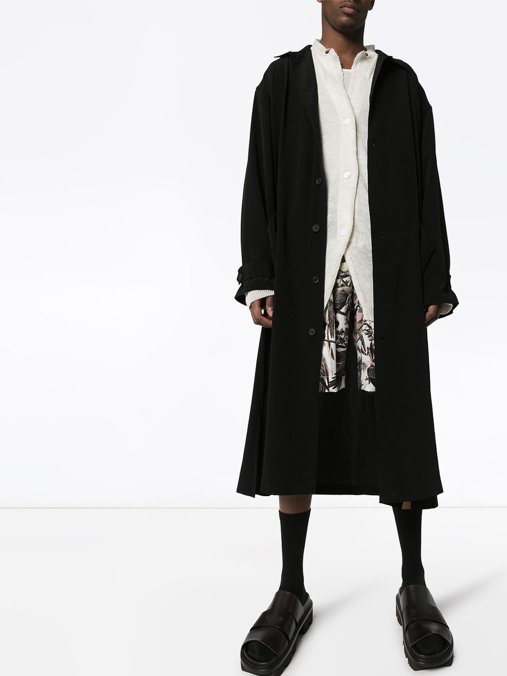 single-breasted signature detail coat - 2