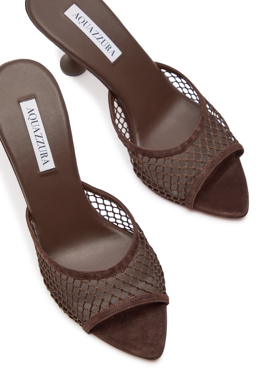 Aquazzura Bisous 85 Mesh and Suede Mules - 3