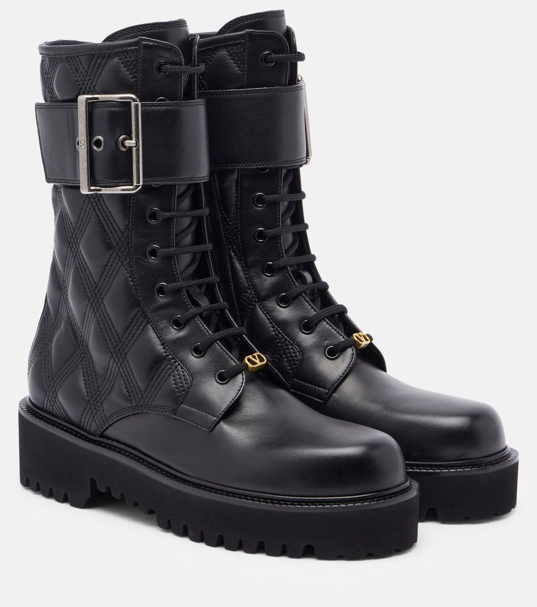 Quiltie 67 leather combat boots - 1