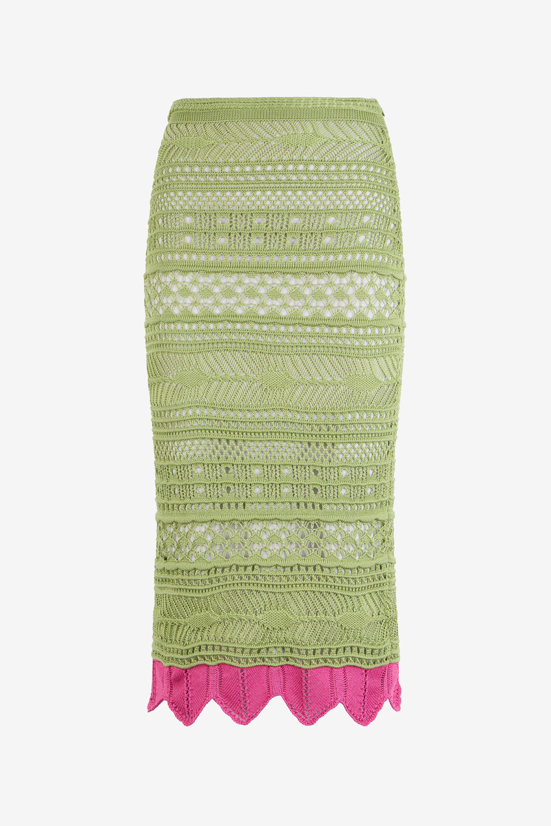 Midi Knit Skirt with Contrast Detail 1