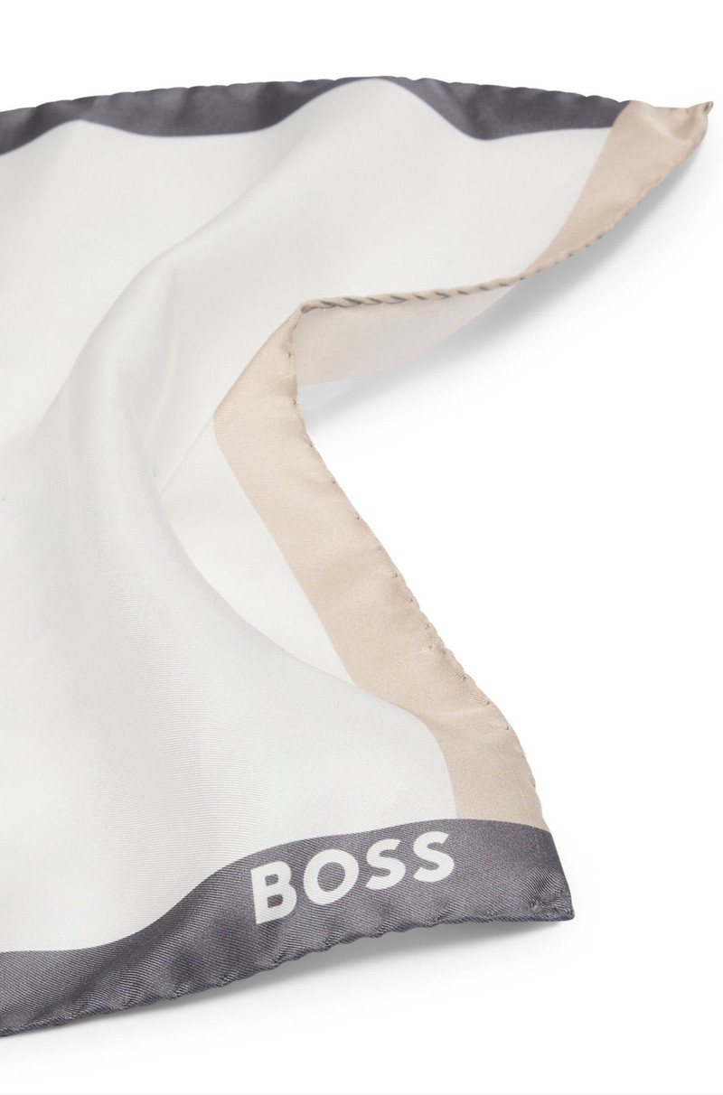 SILK POCKET SQUARE WITH BRANDING AND PRINTED BORDER 4