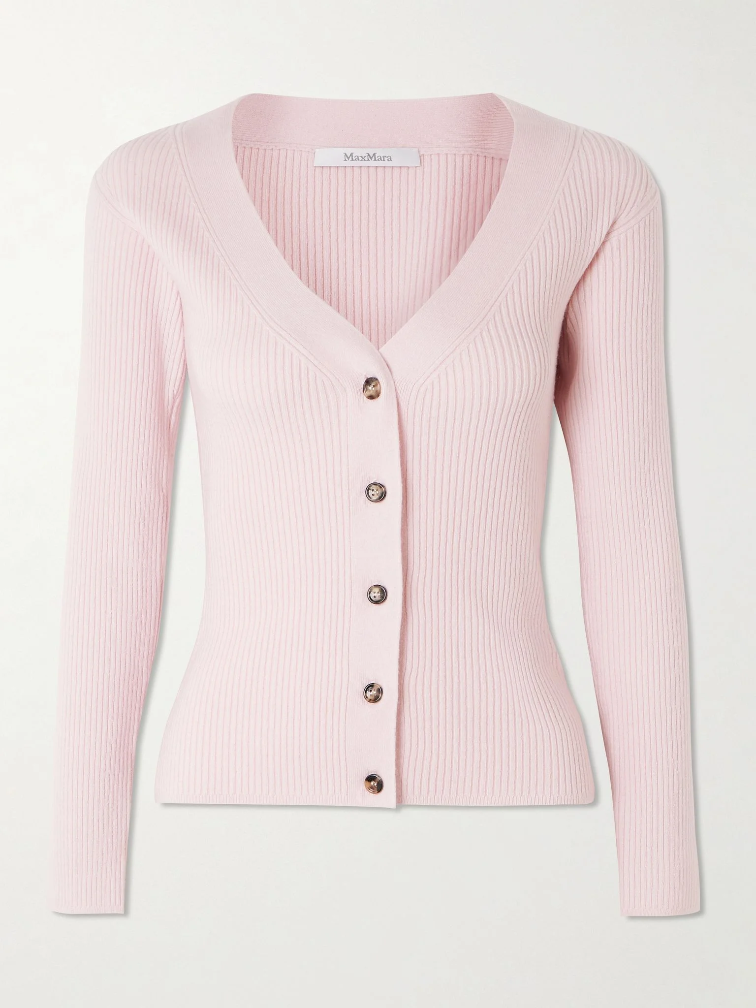 Gioiosa ribbed wool-blend cardigan Baby pink - 1