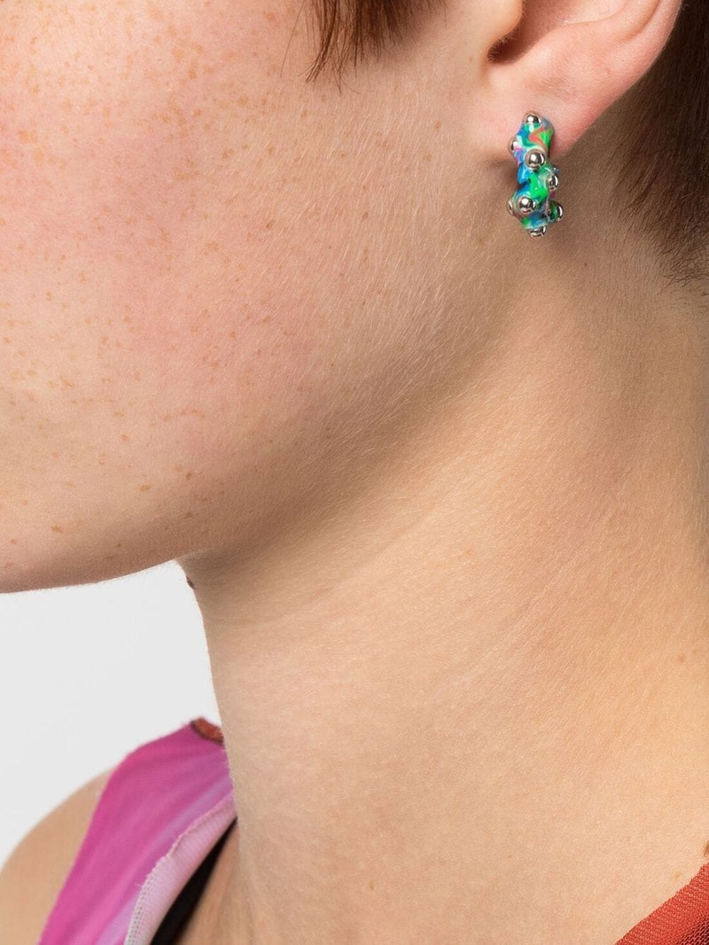 PANCONESI marble stud embellished hoops outlook