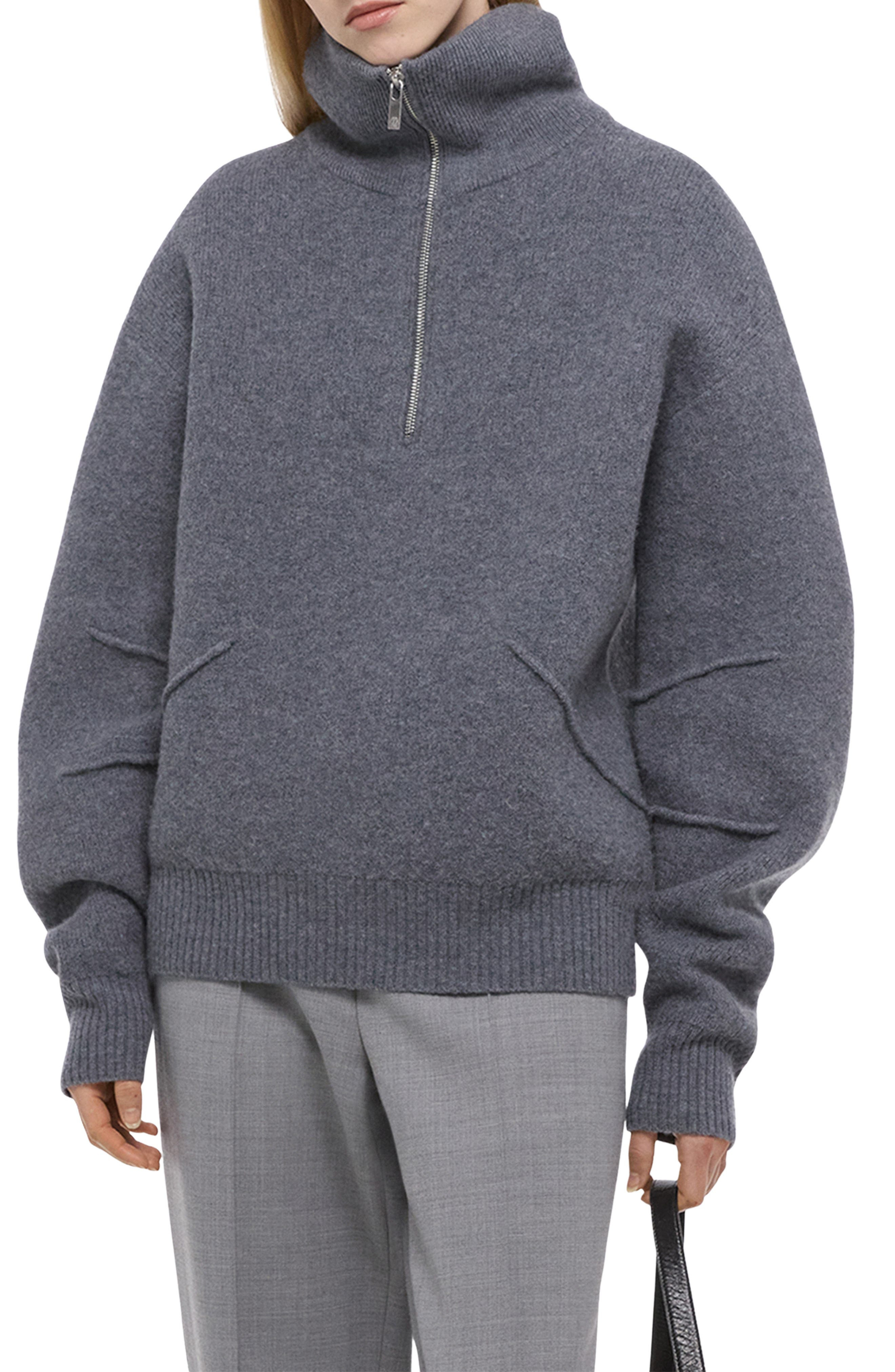 Helmut Lang Apex Quarter Zip Sweater in Med Grey at Nordstrom - 3
