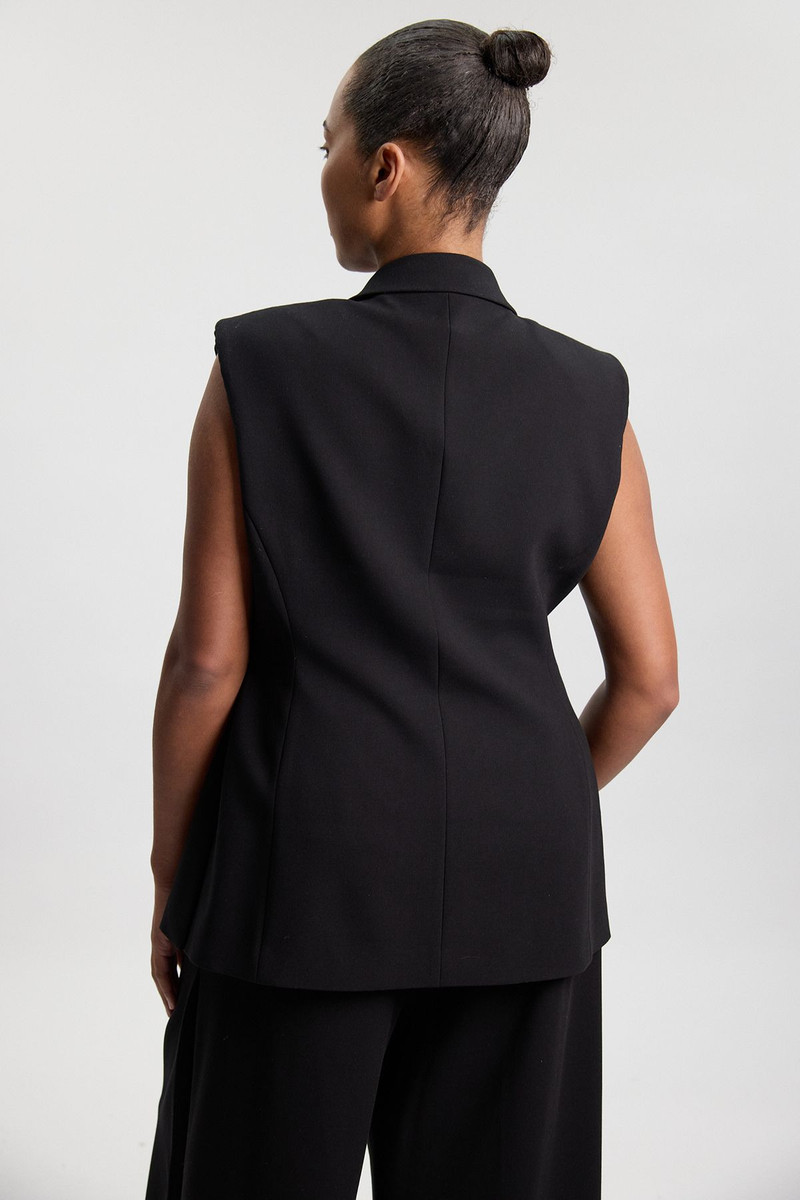 Plus Size Compact Stretch Tailored Tie Front Waistcoat 4