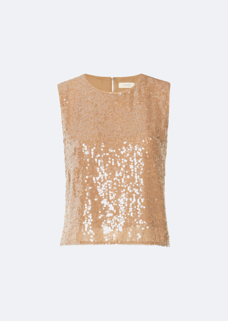 LAPOINTE Sequin Cropped Tank outlook