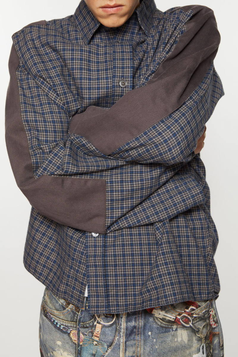 Check button-up shirt - Black/Navy 4