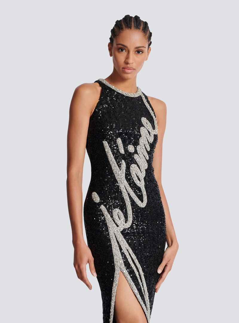 Long "Love Letter" embroidered sequin dress 6