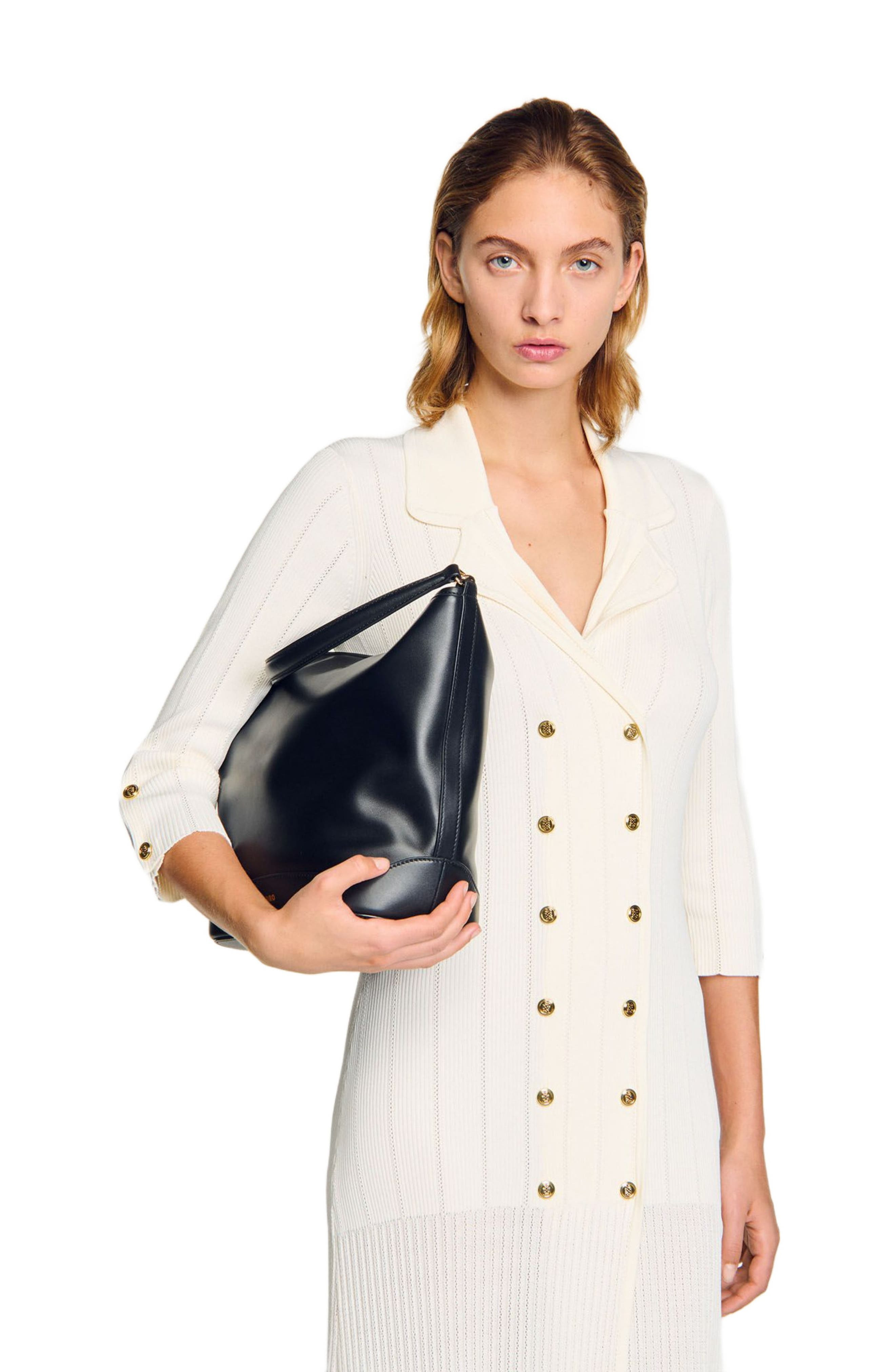 SANDRO Leather bucket bag TANGOSO in Black at Nordstrom - 6