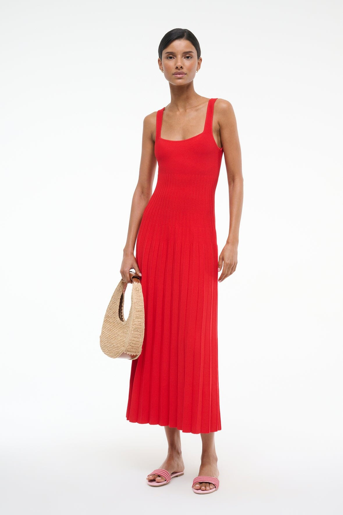 STAUD ELLISON DRESS RED ROSE - 2