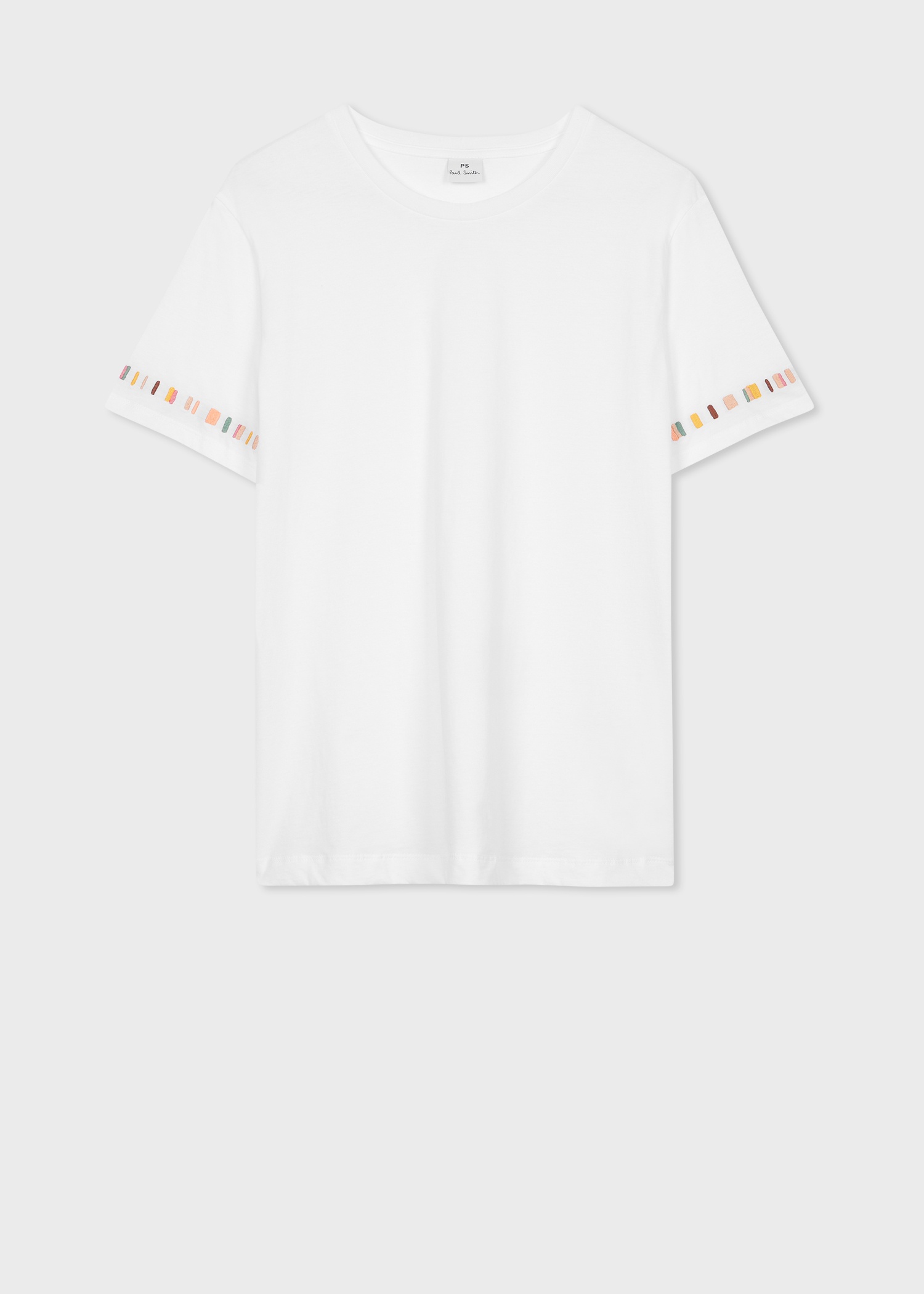 Women's White 'Swirl' Stripe Sleeve Embroidered T-Shirt - 1