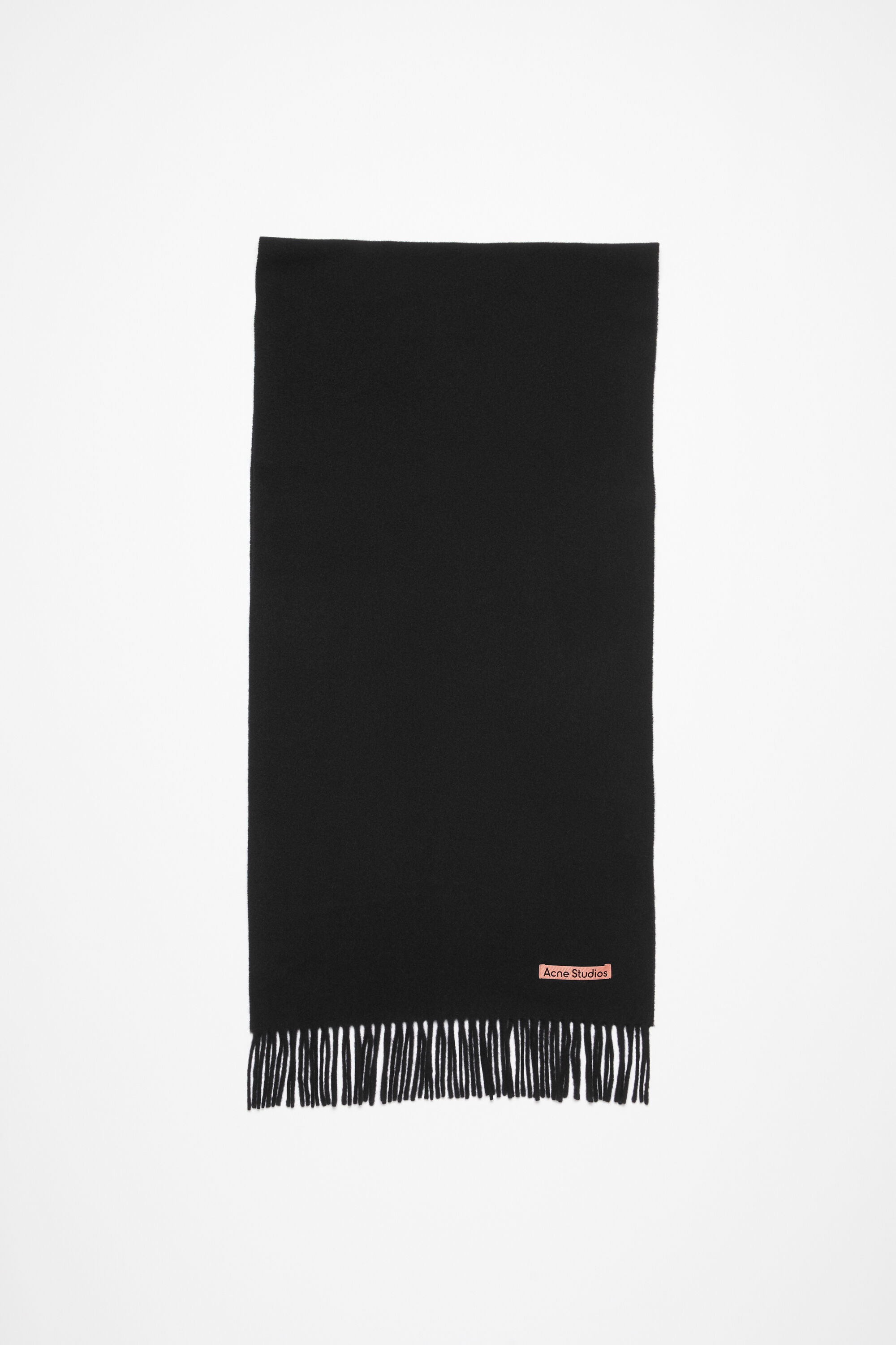 Fringe wool scarf – Narrow - Black - 1