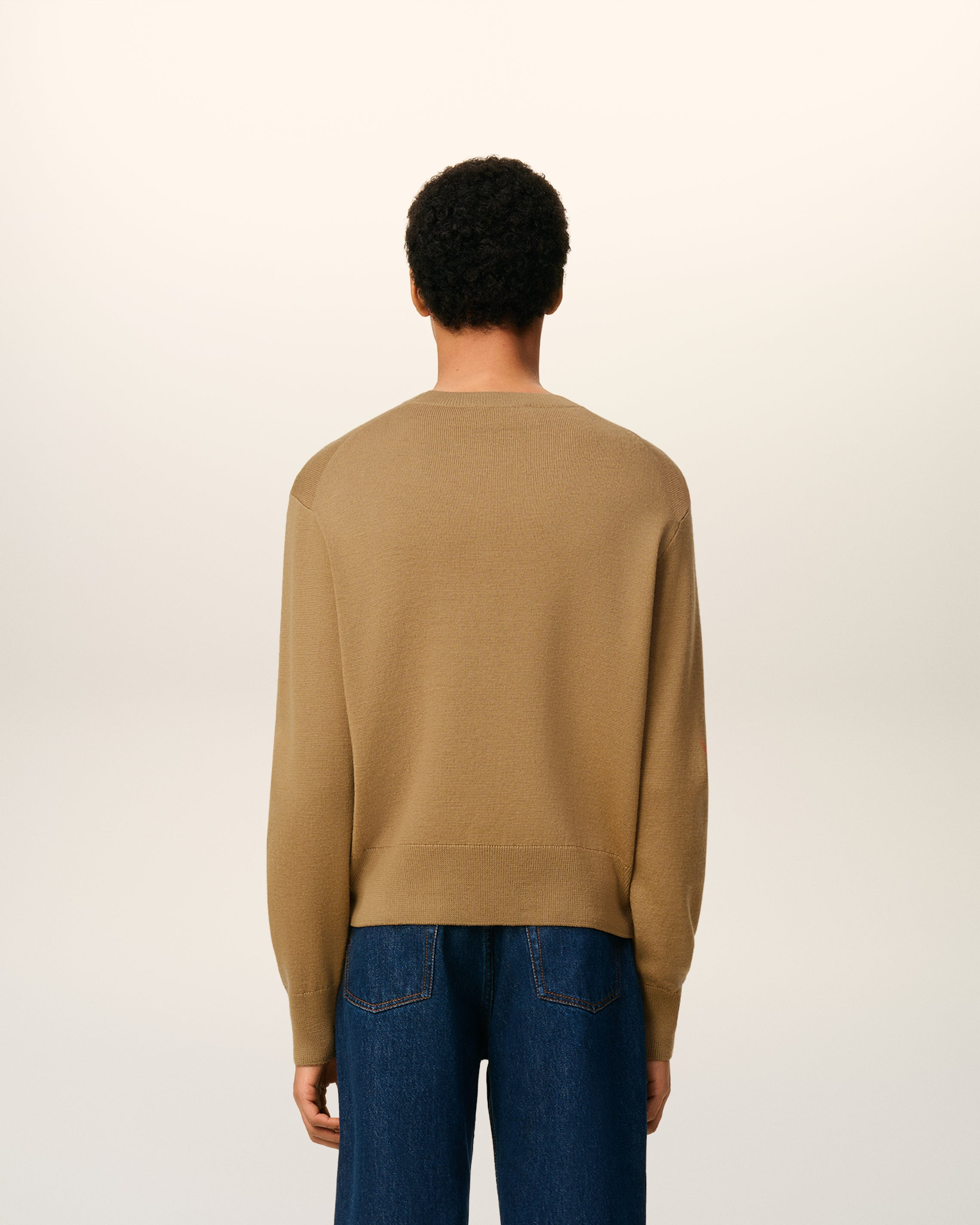 BROWN WOOL AMI DE COEUR CREWNECK SWEATER - 5