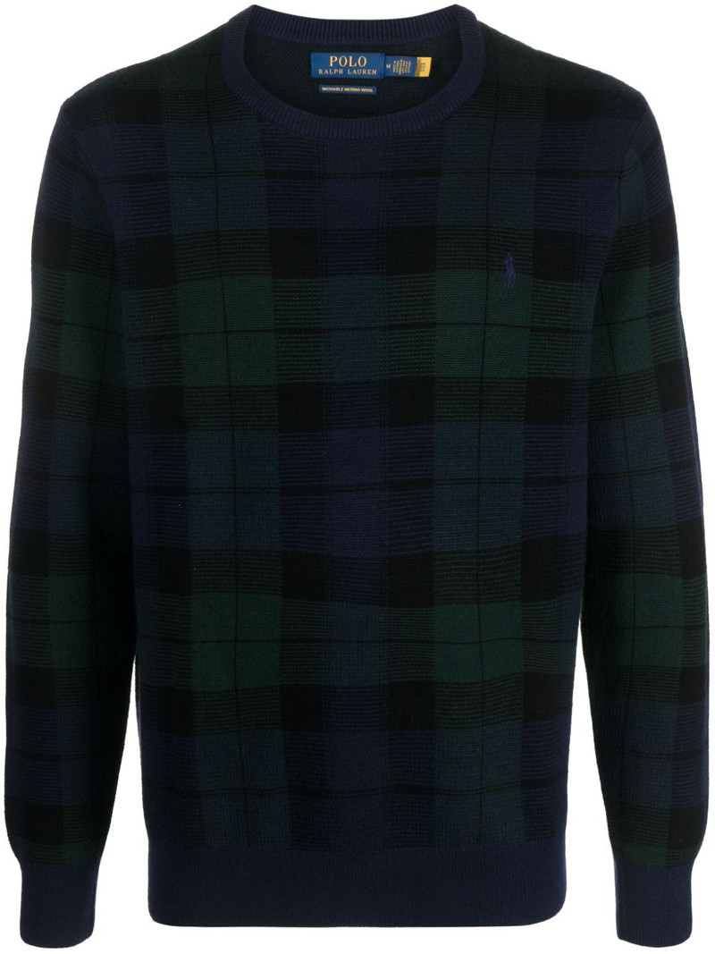 plaid-pattern wool jumper 1