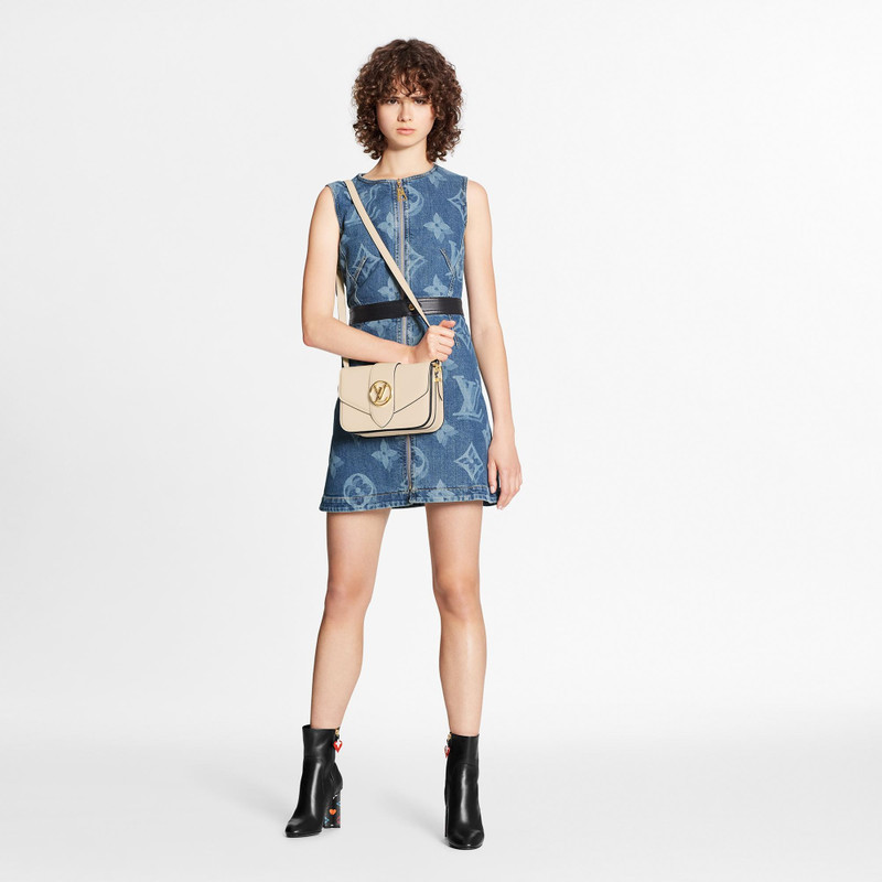 Louis Vuitton Blurry Giant Monogram Belted A-Line Denim Dress outlook