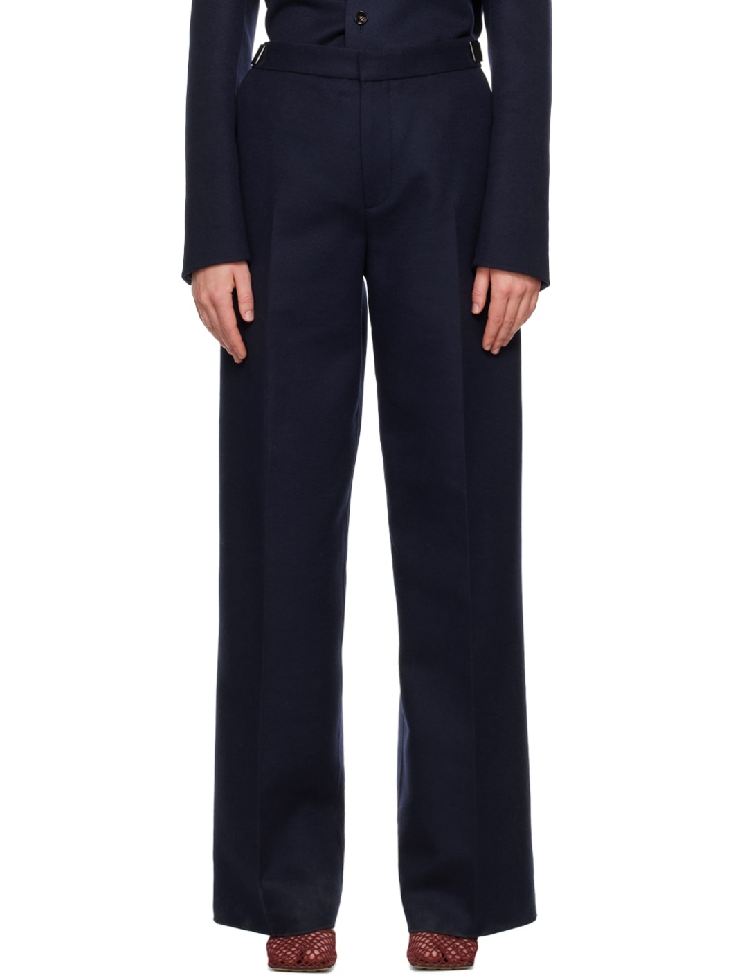 Navy Creased Trousers - 1